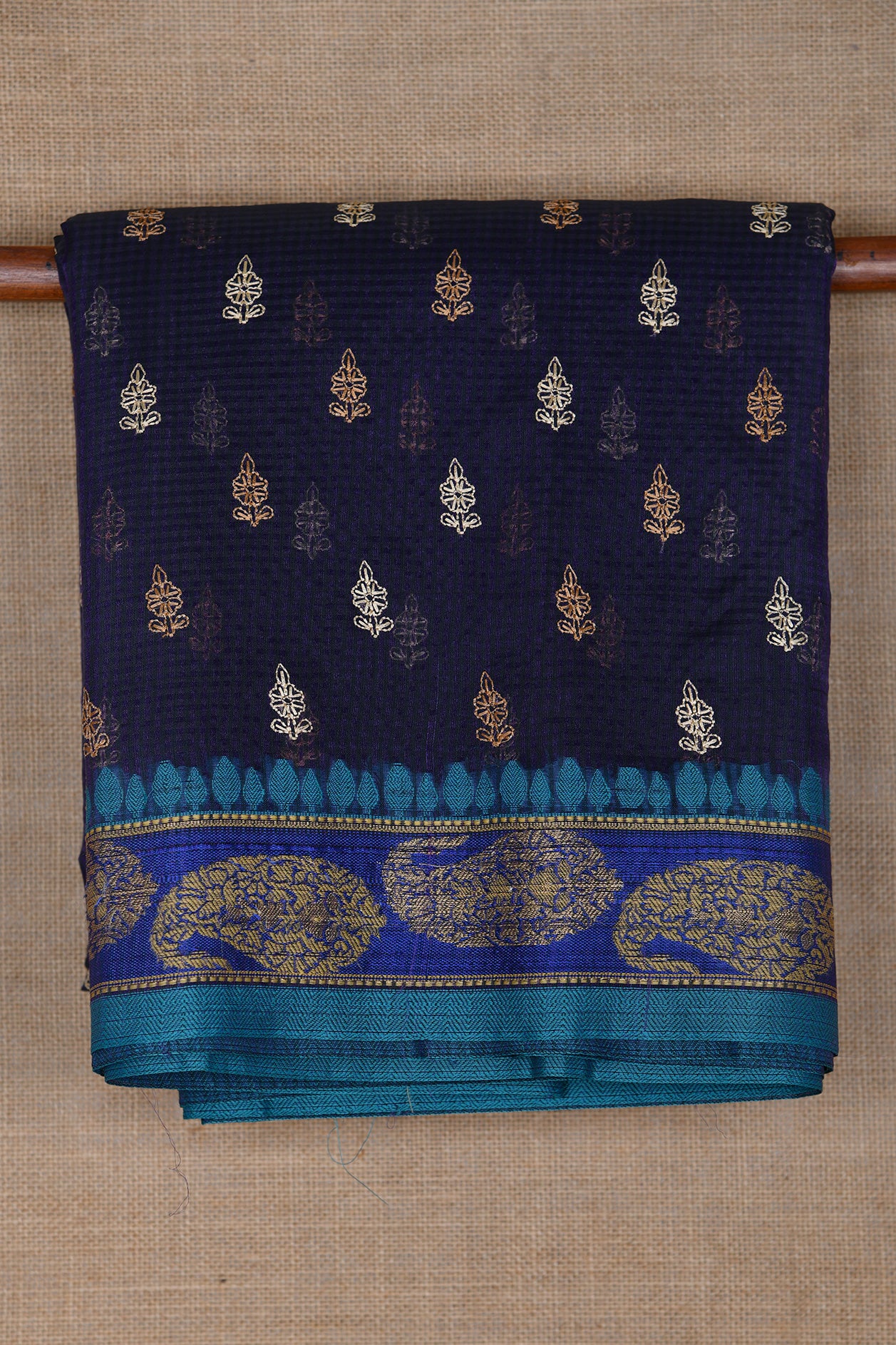  Threadwork Buttis With Paisley Border Kota Cotton Saree 