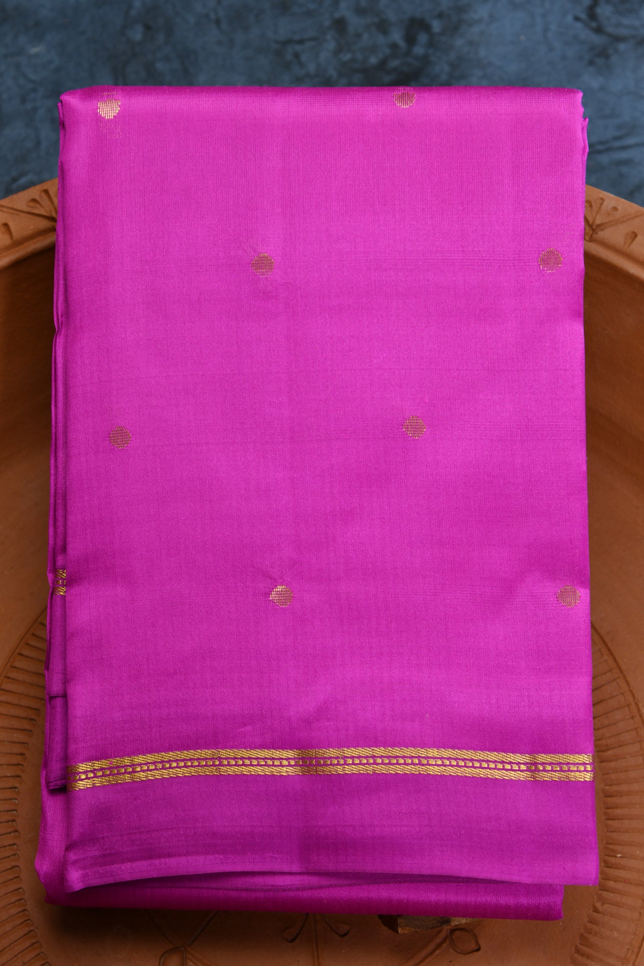  Zari Polka Dots Magenta Kanchipuram Silk Saree 