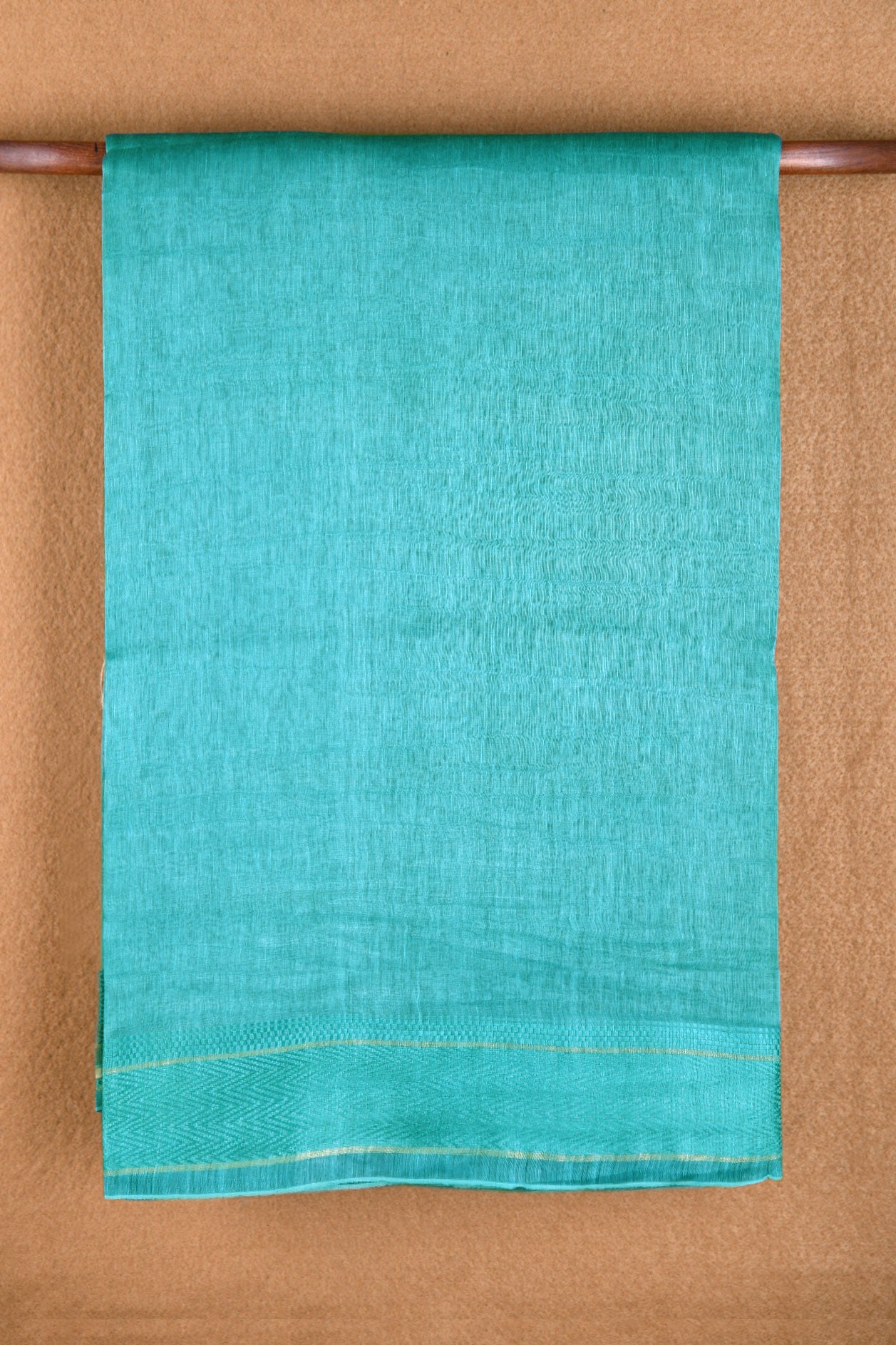  Threadwork Border Plain Turkish Blue Linen Saree 