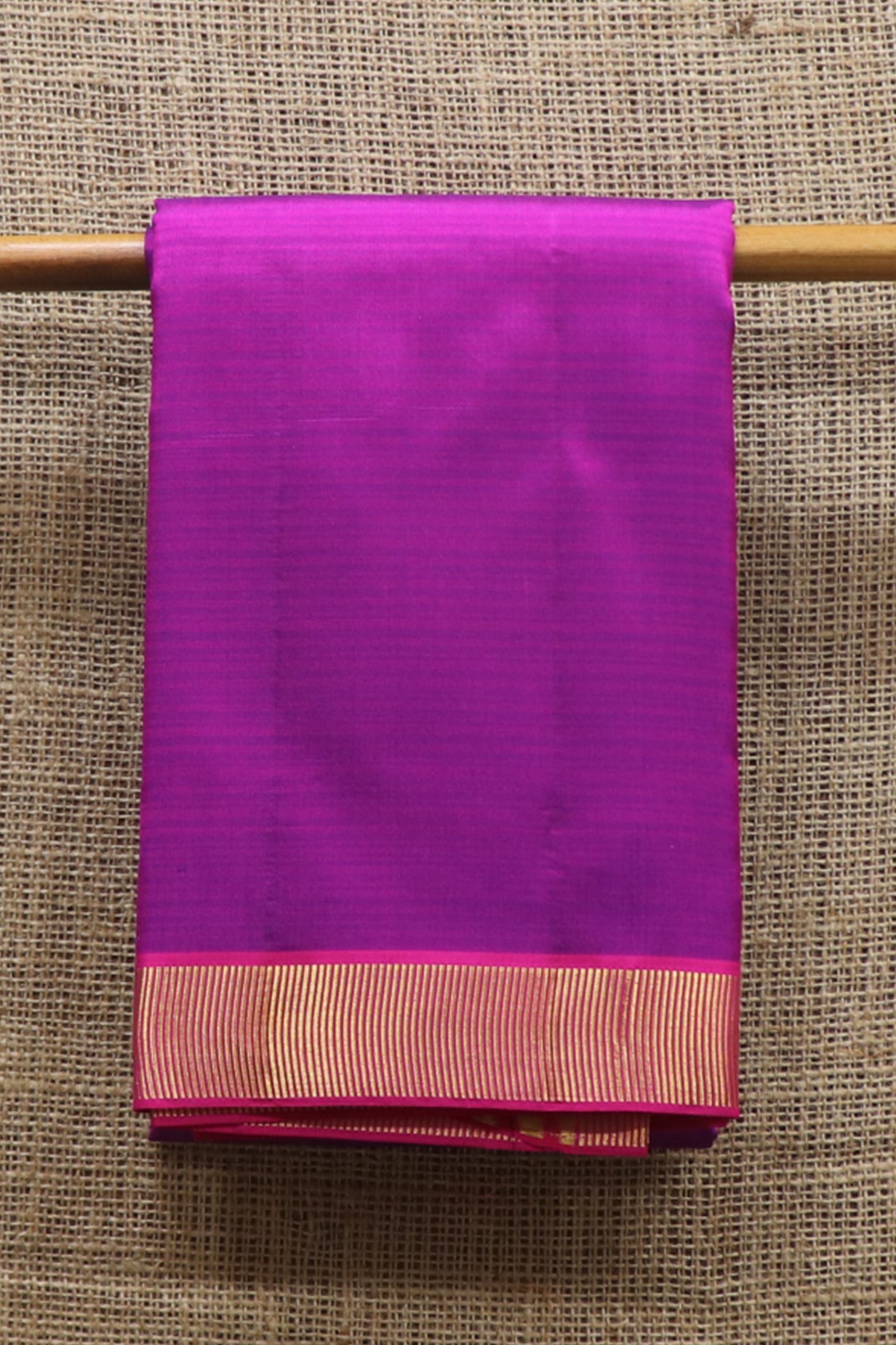  Zari Border Self Striped Magenta Pink Kanchipuram Silk Saree 