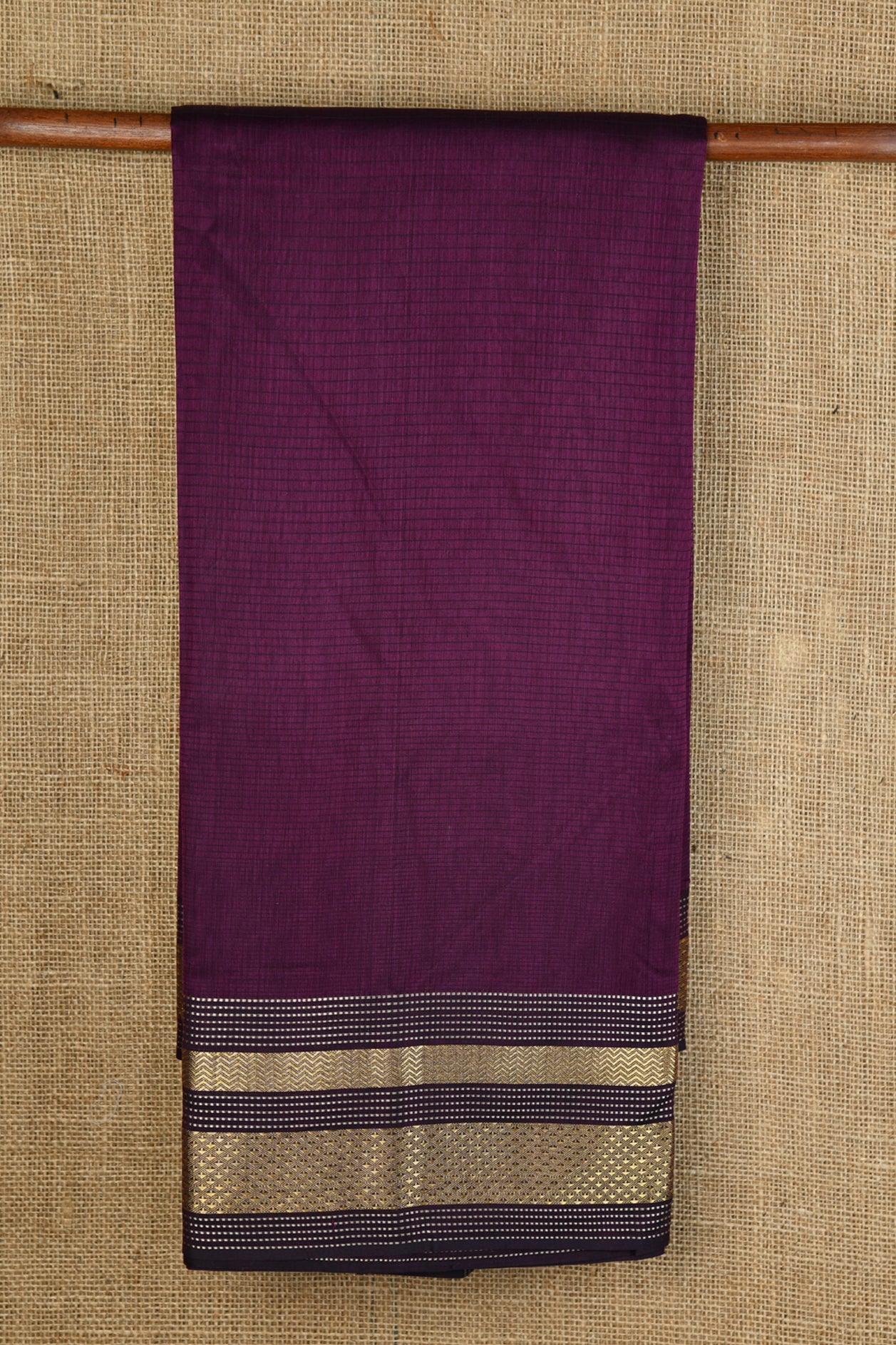  Chevron Design Border Plum Violet Maheswari Silk Cotton Saree 