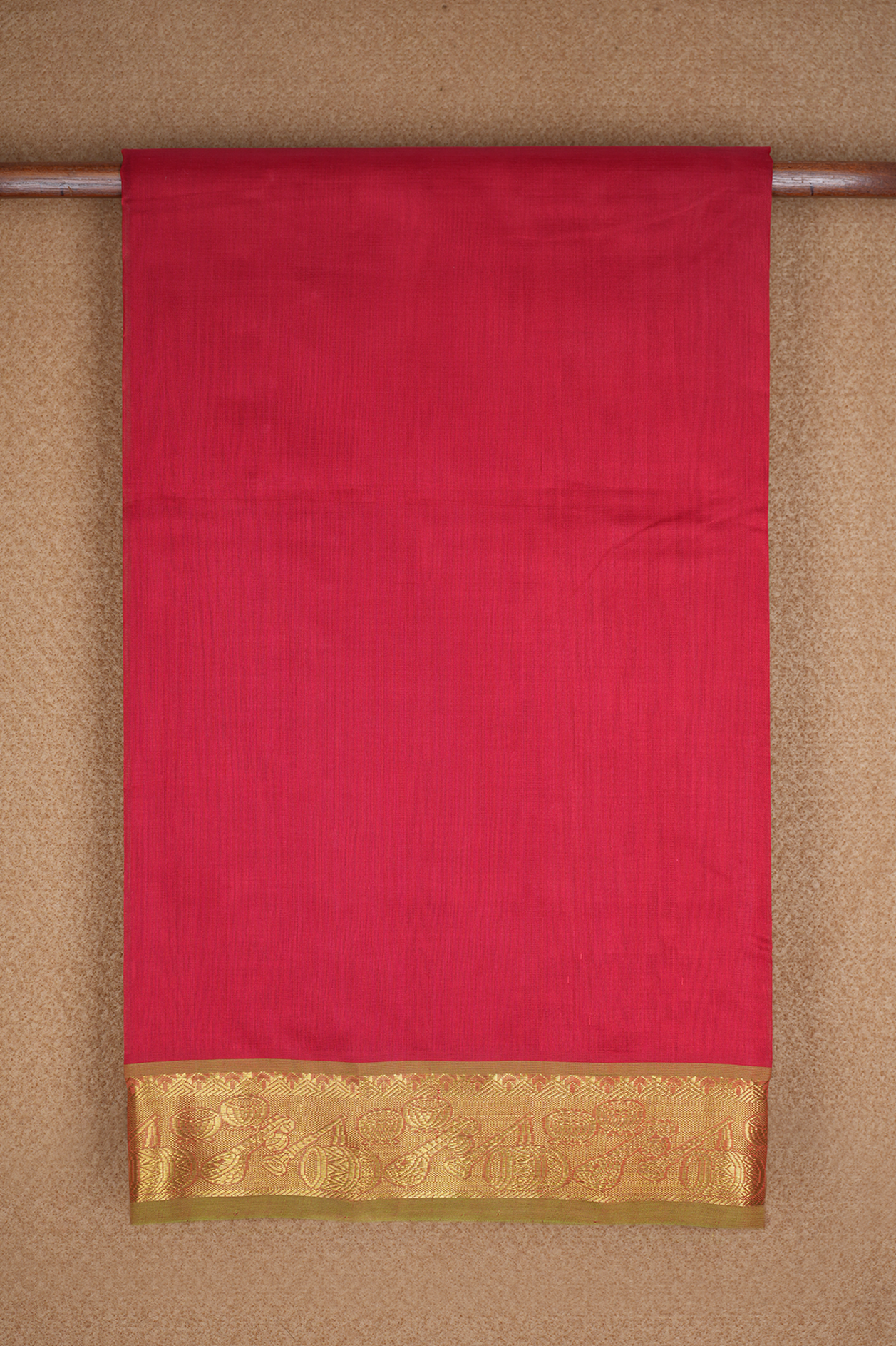  Contrast Zari Border Plain Scarlet Red Silk Cotton Saree 