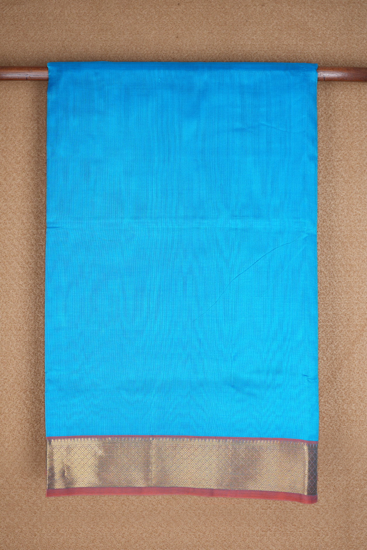  Diamond Zari Border Plain Sky Blue Silk Cotton Saree 