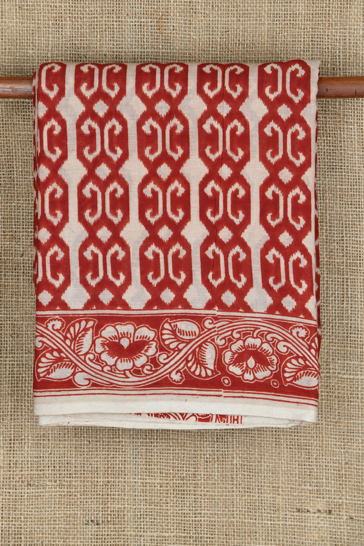  Floral Border Maroon Kalamkari Chanderi Cotton Saree 