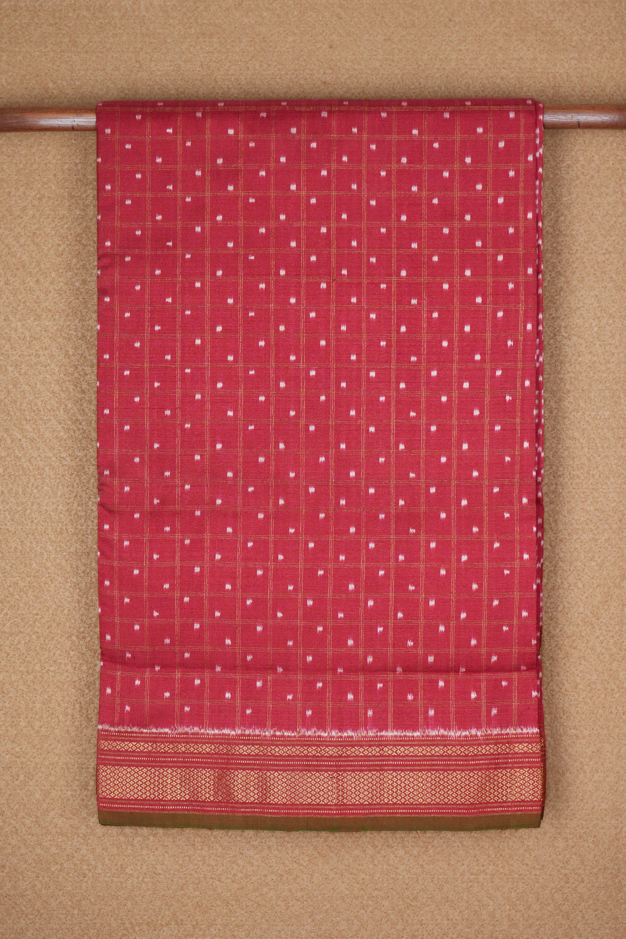  Mayil Kann Zari Border Ruby Red Pochampally Silk Saree 