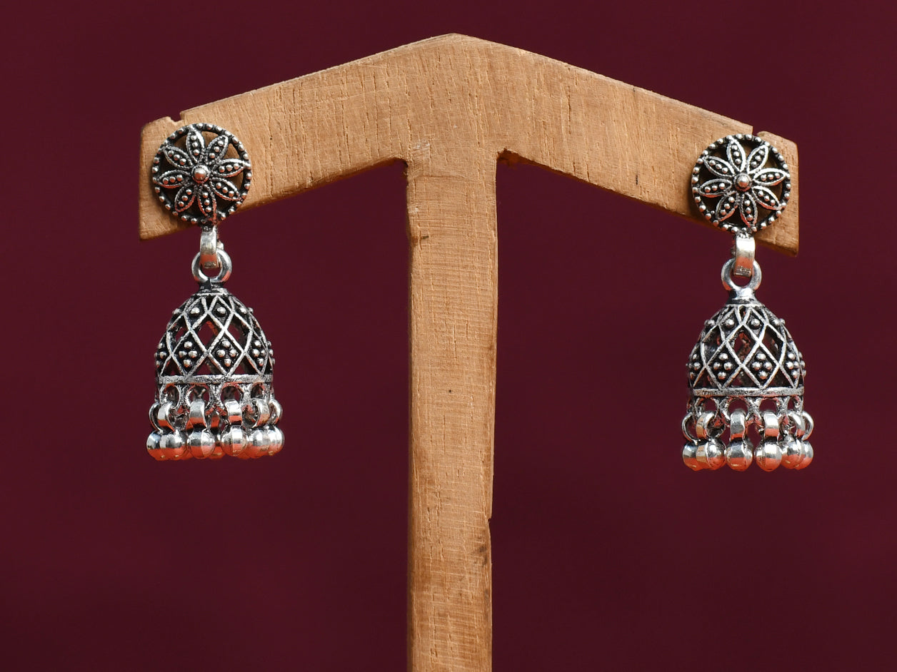  Matte Finishing Pure Silver Oxidized Jhumkas 