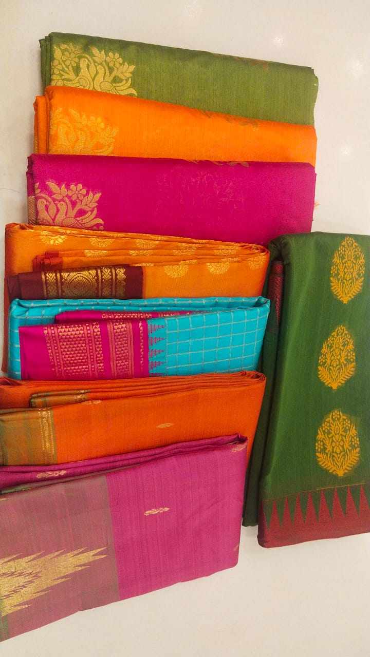  Multicolour Kanchipuram Silk Saree 