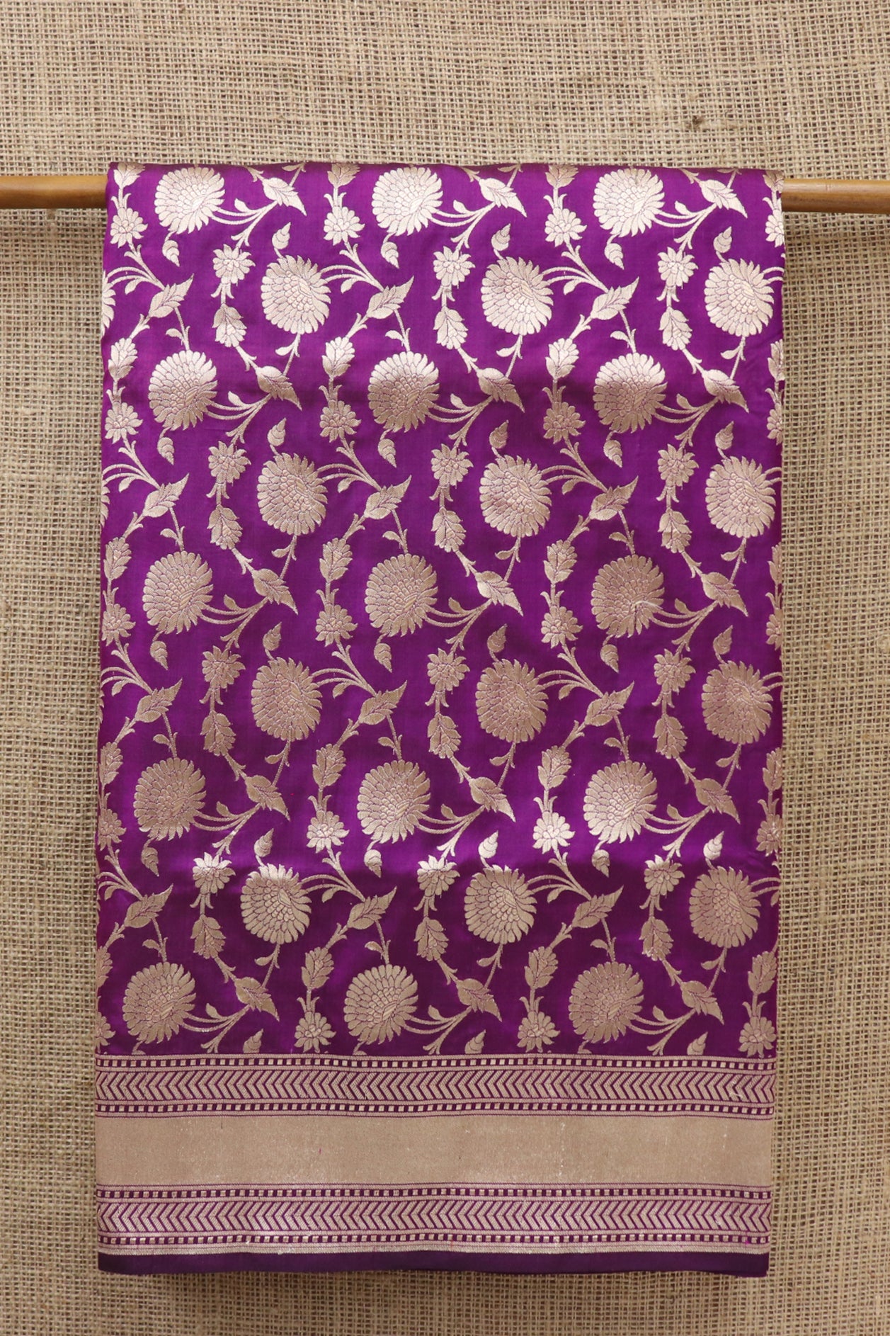  Floral Design Plum Purple Banaras Silk Saree 