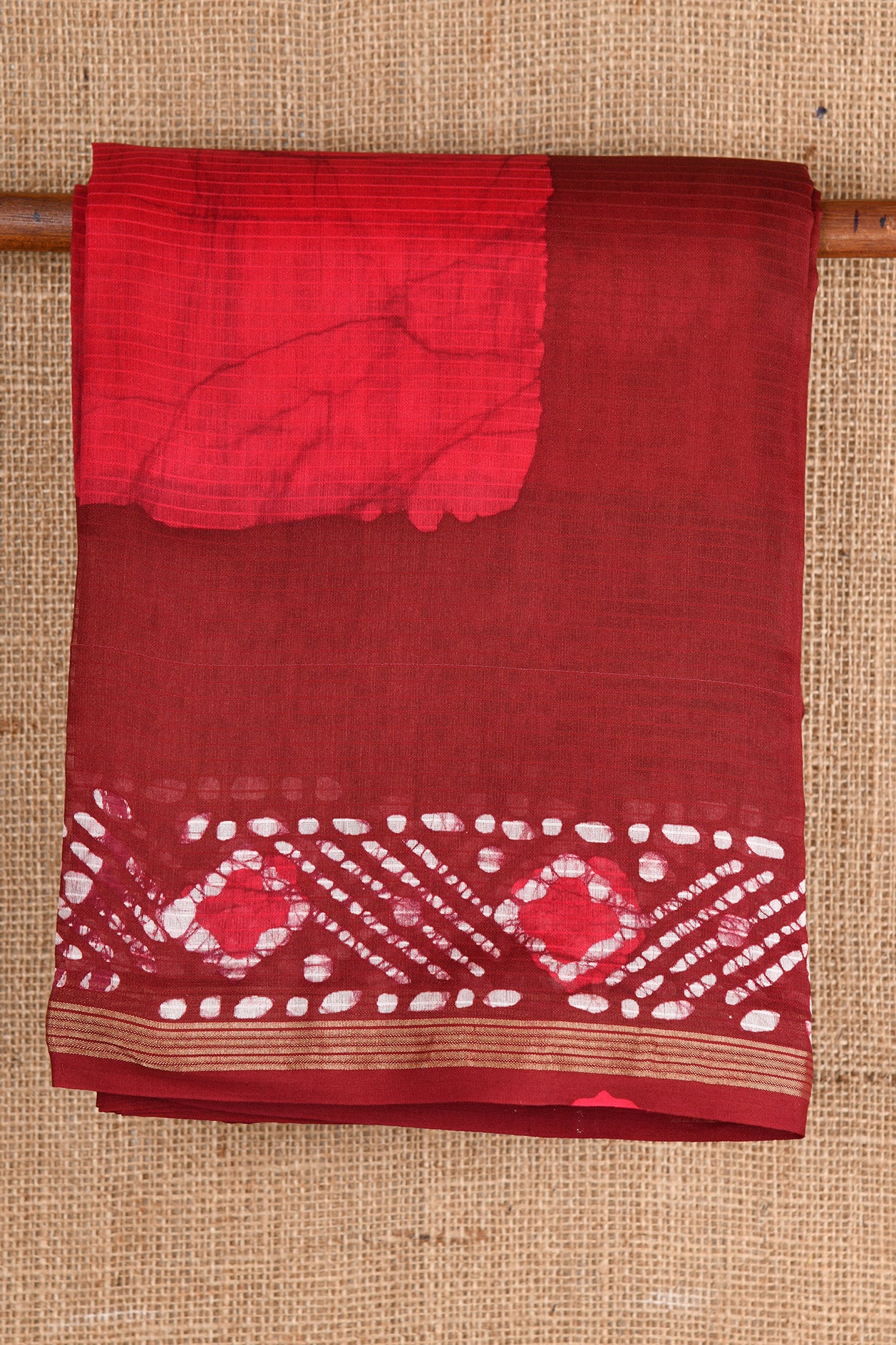  Batik Work Maroon Maheshwari Cotton Saree 