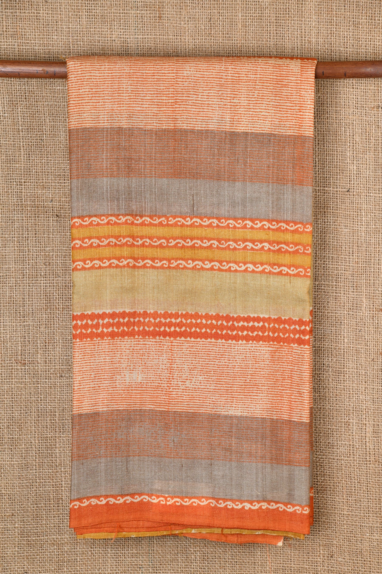  Big Border Stripes Orange Tussar Saree 