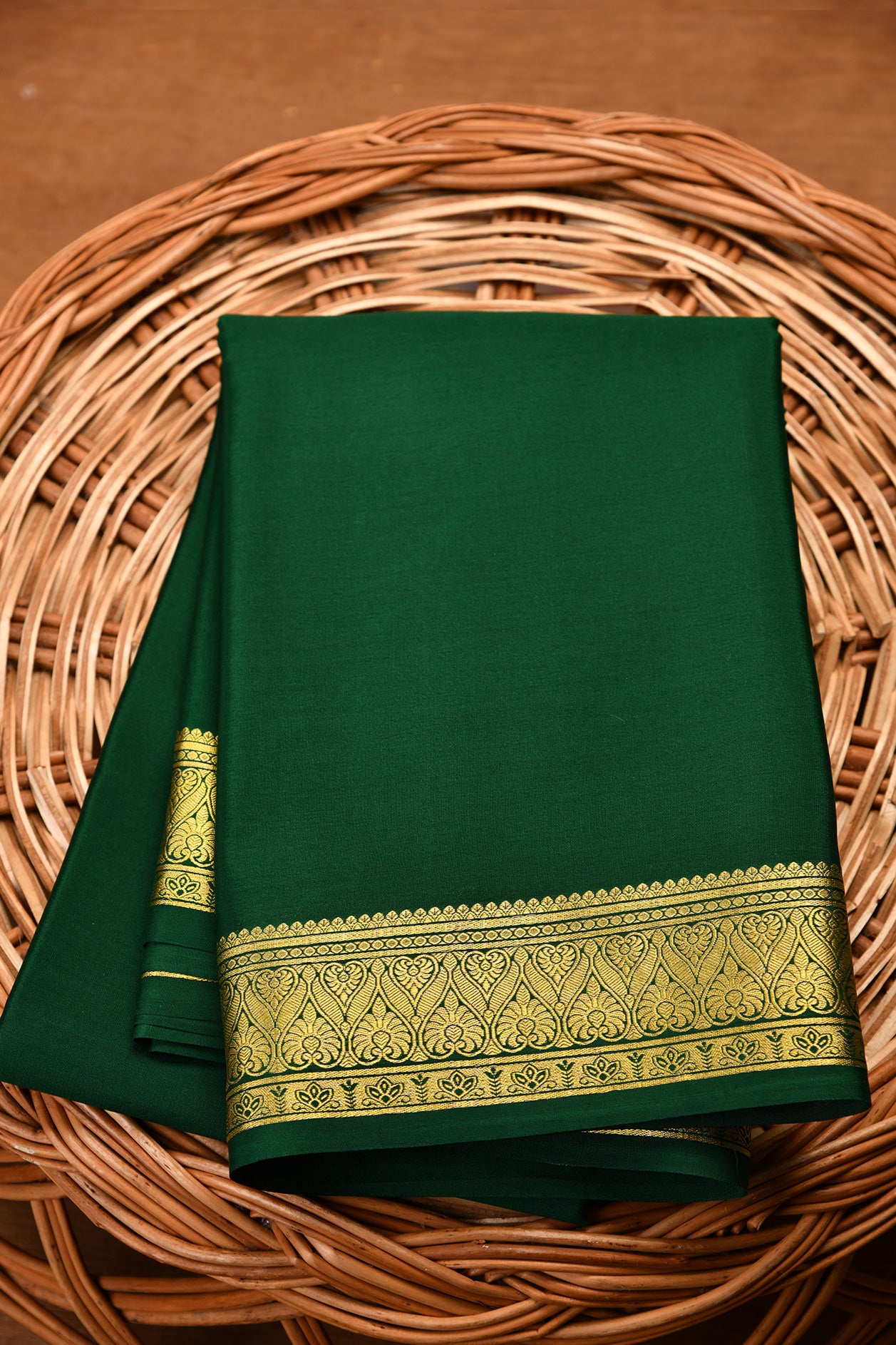  Bottle Green Mysore Silk Saree 