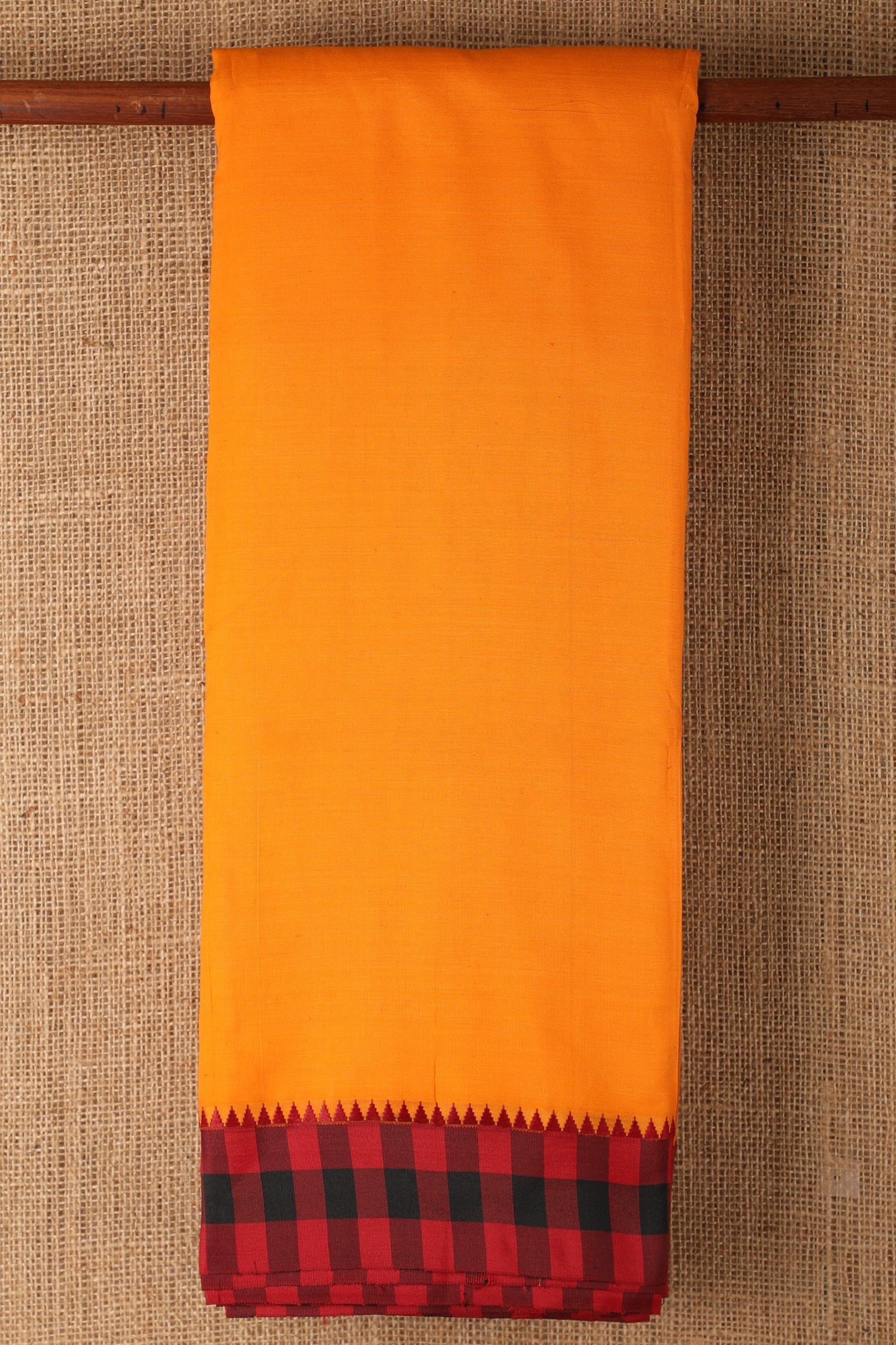  Checked Border Yellow Dharwad Cotton Saree 