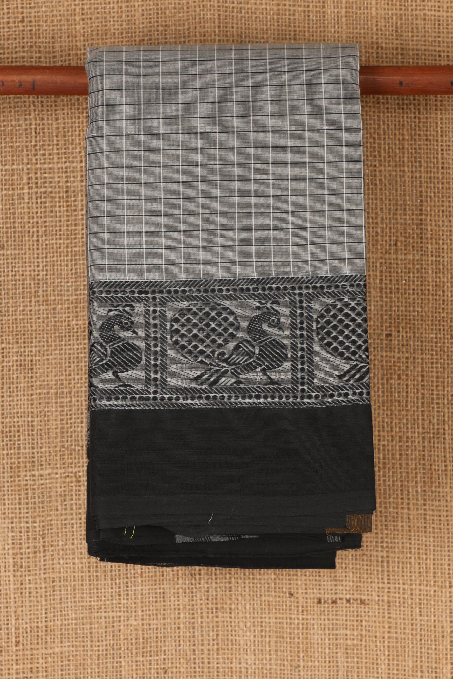  Checked Grey Chettinadu Cotton Saree 