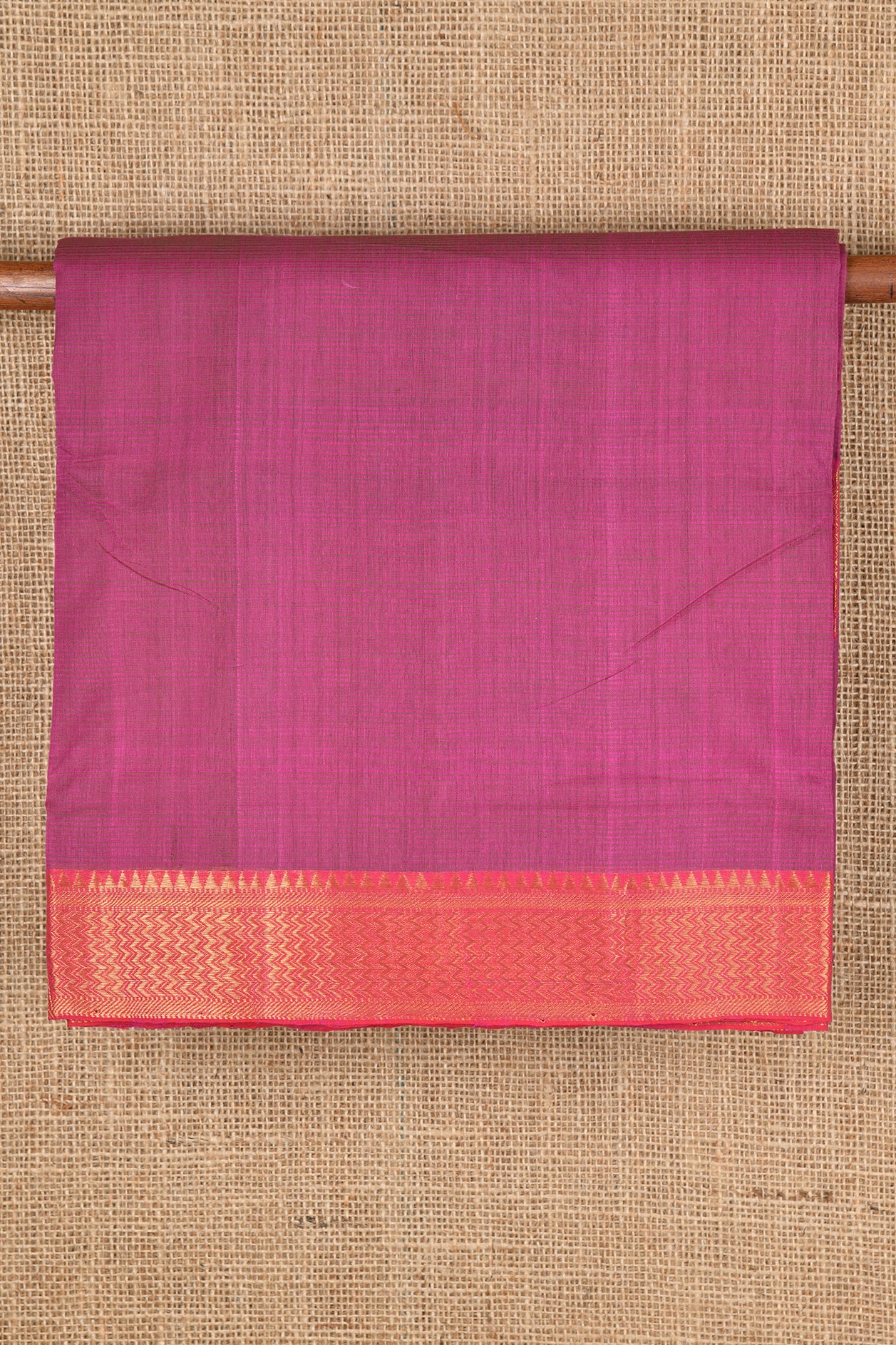  Chevron Border Dark Magenta Mangalagiri Cotton Saree 