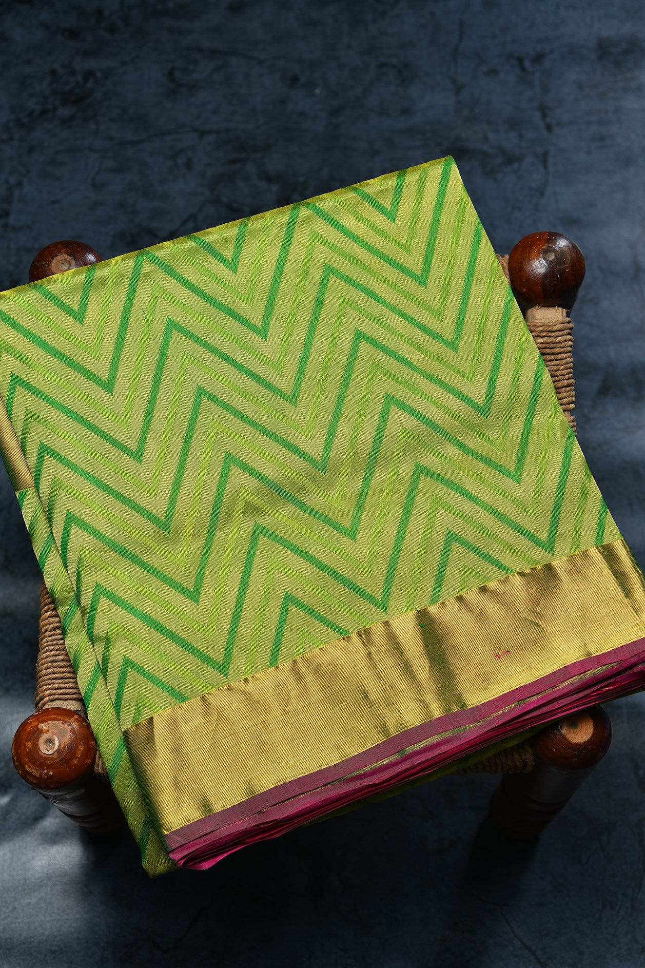  Chevron Design Green Soft Silk Saree 