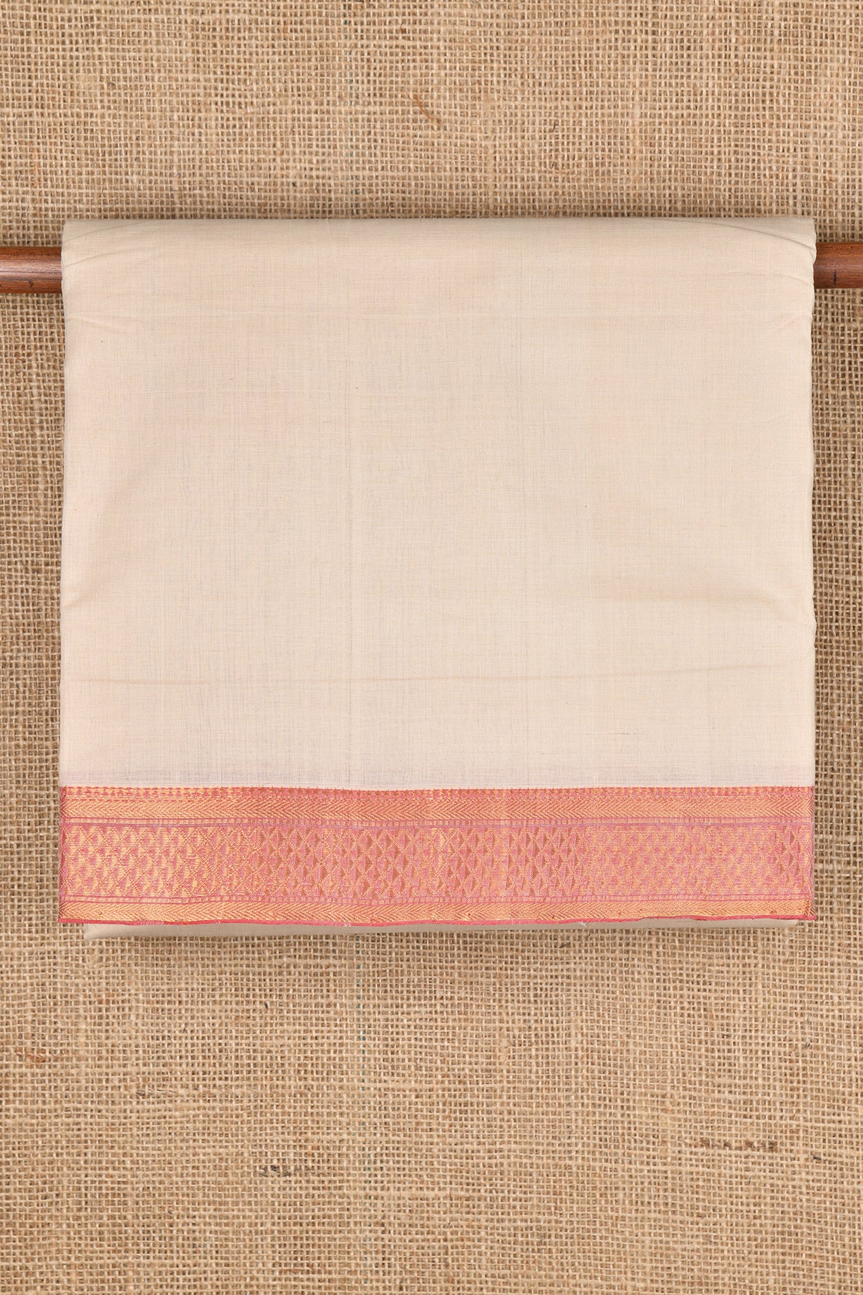  Contrast Border Beige Mangalagiri Cotton Saree 