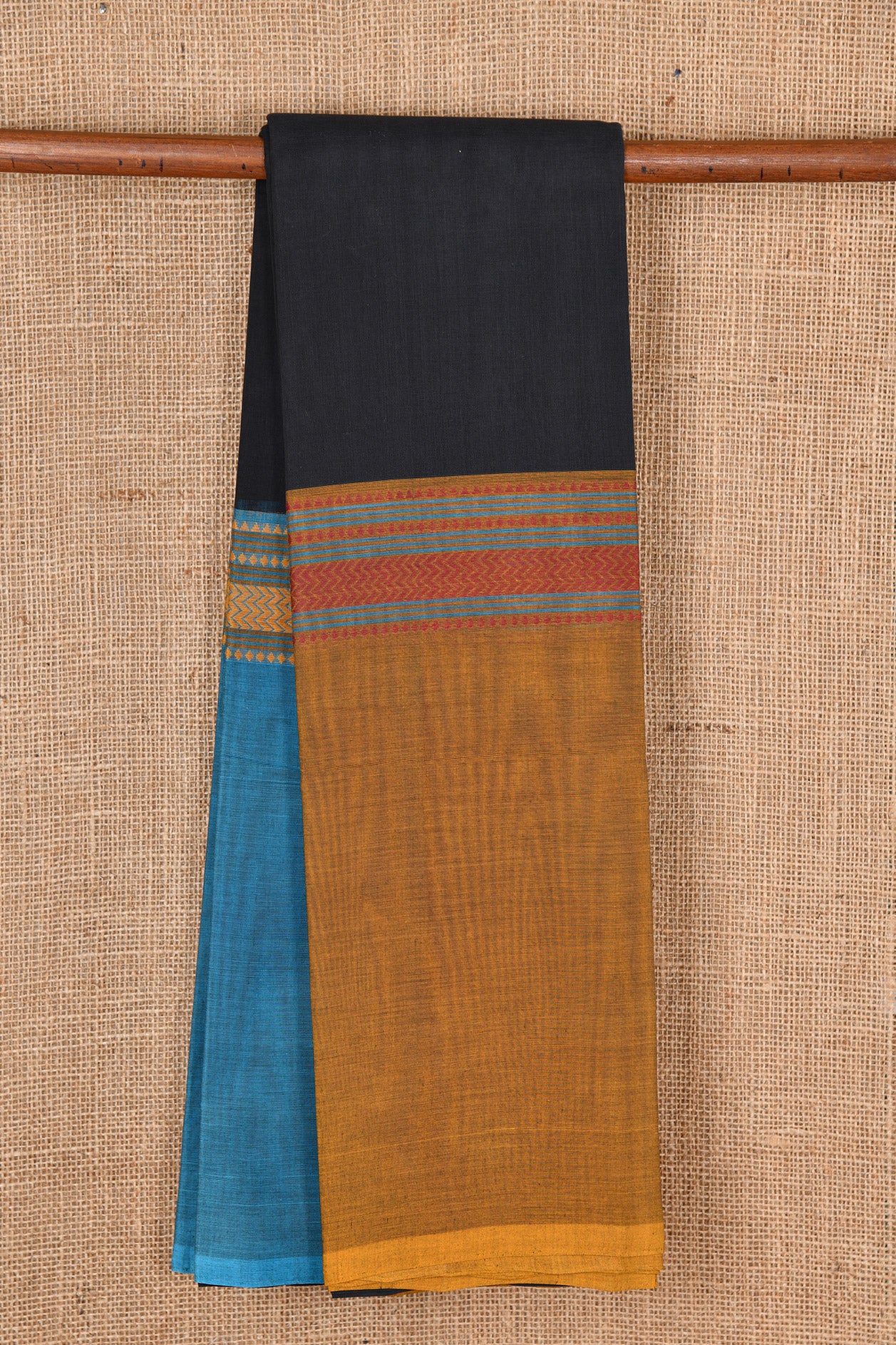  Contrast Border Black Chettinadu Cotton Saree 