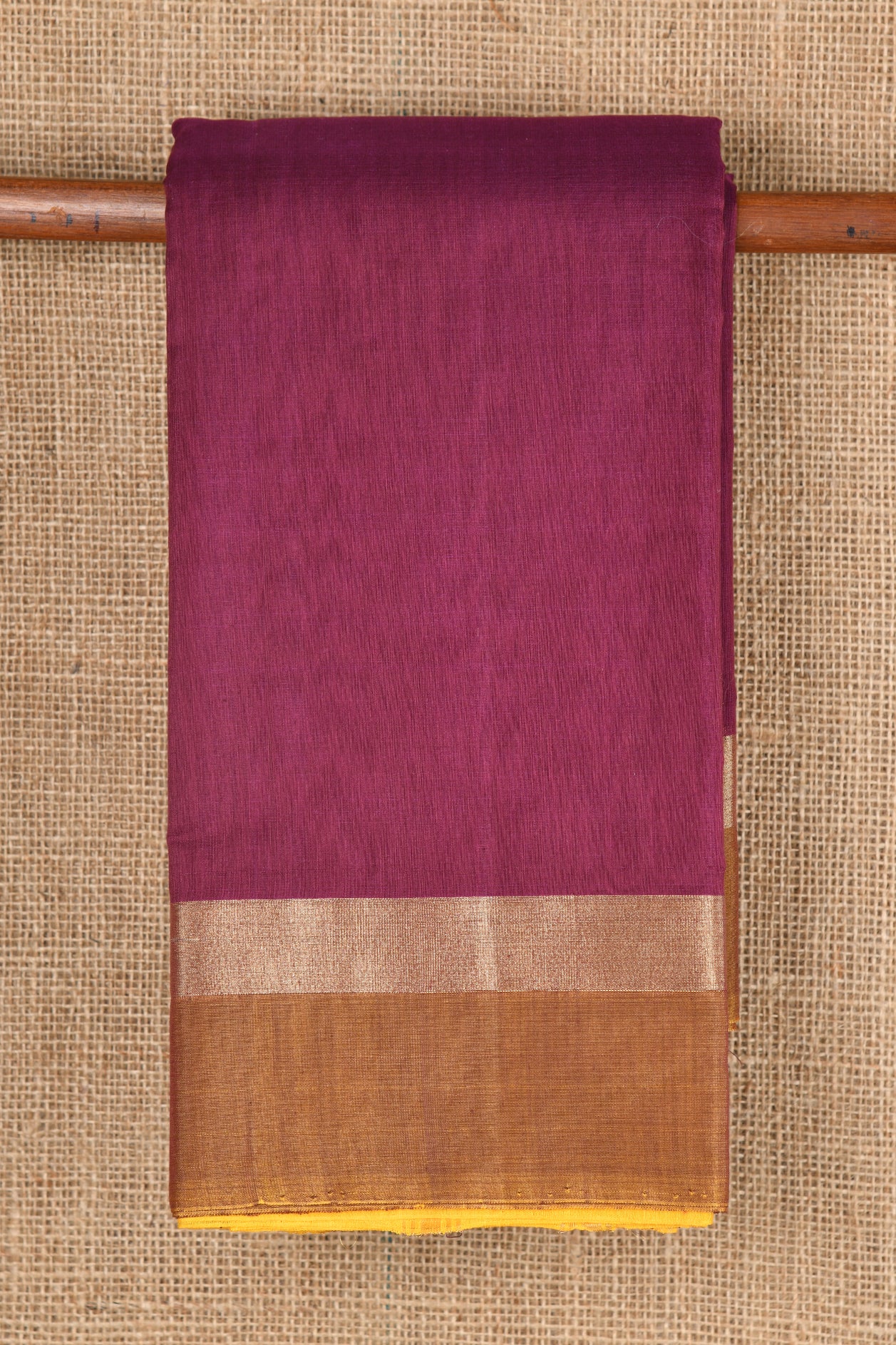  Contrast Border Burgundy Kora Silk Cotton Saree 