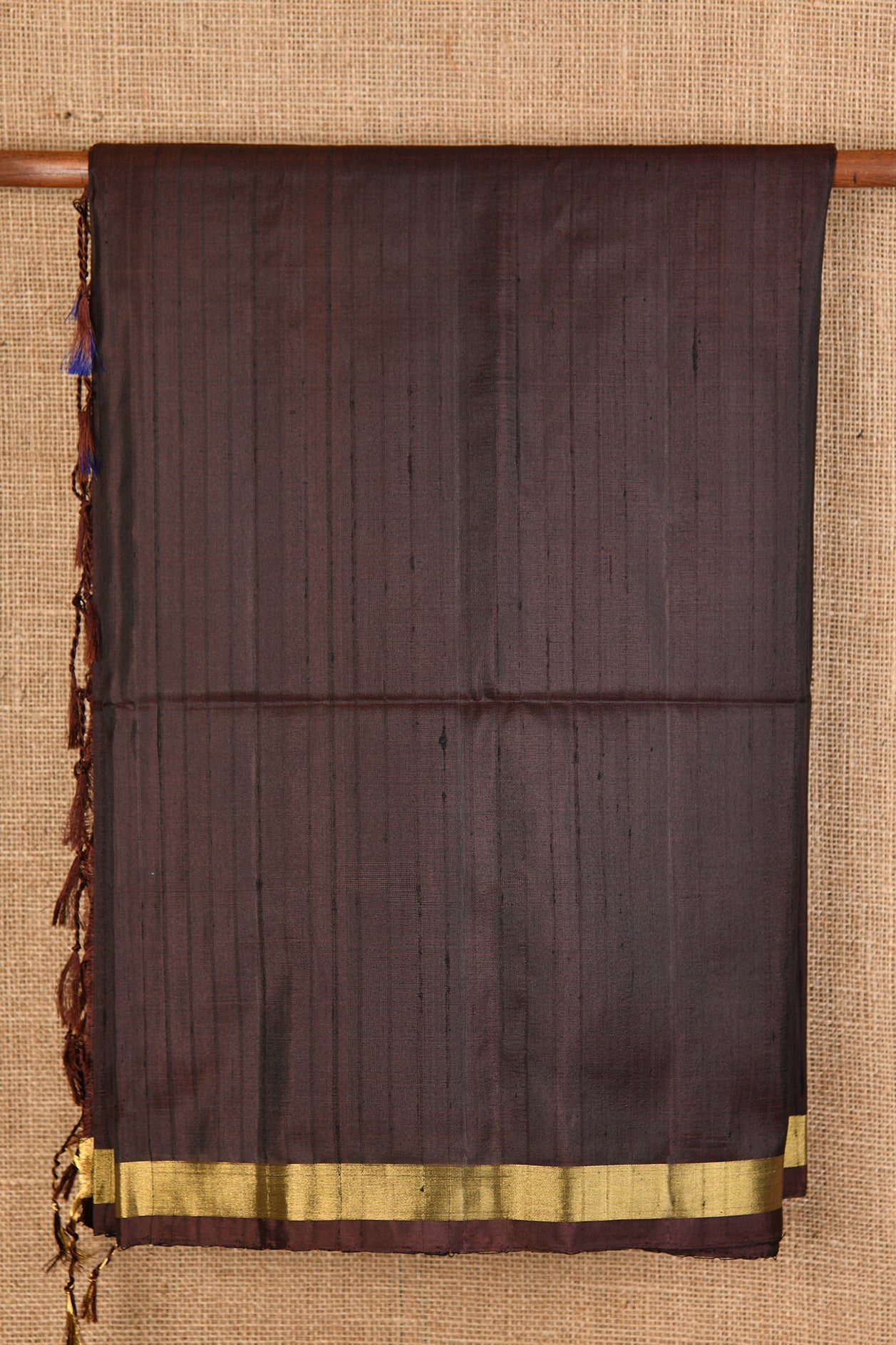  Dark Coffee Brown Plain Silk Saree 