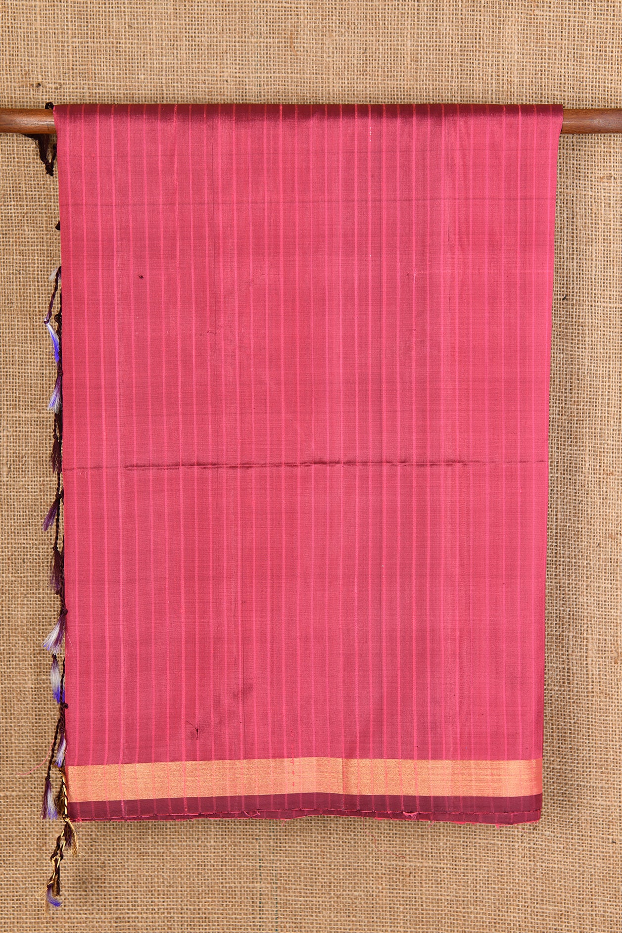  Pink Stripes Plain Silk Saree 