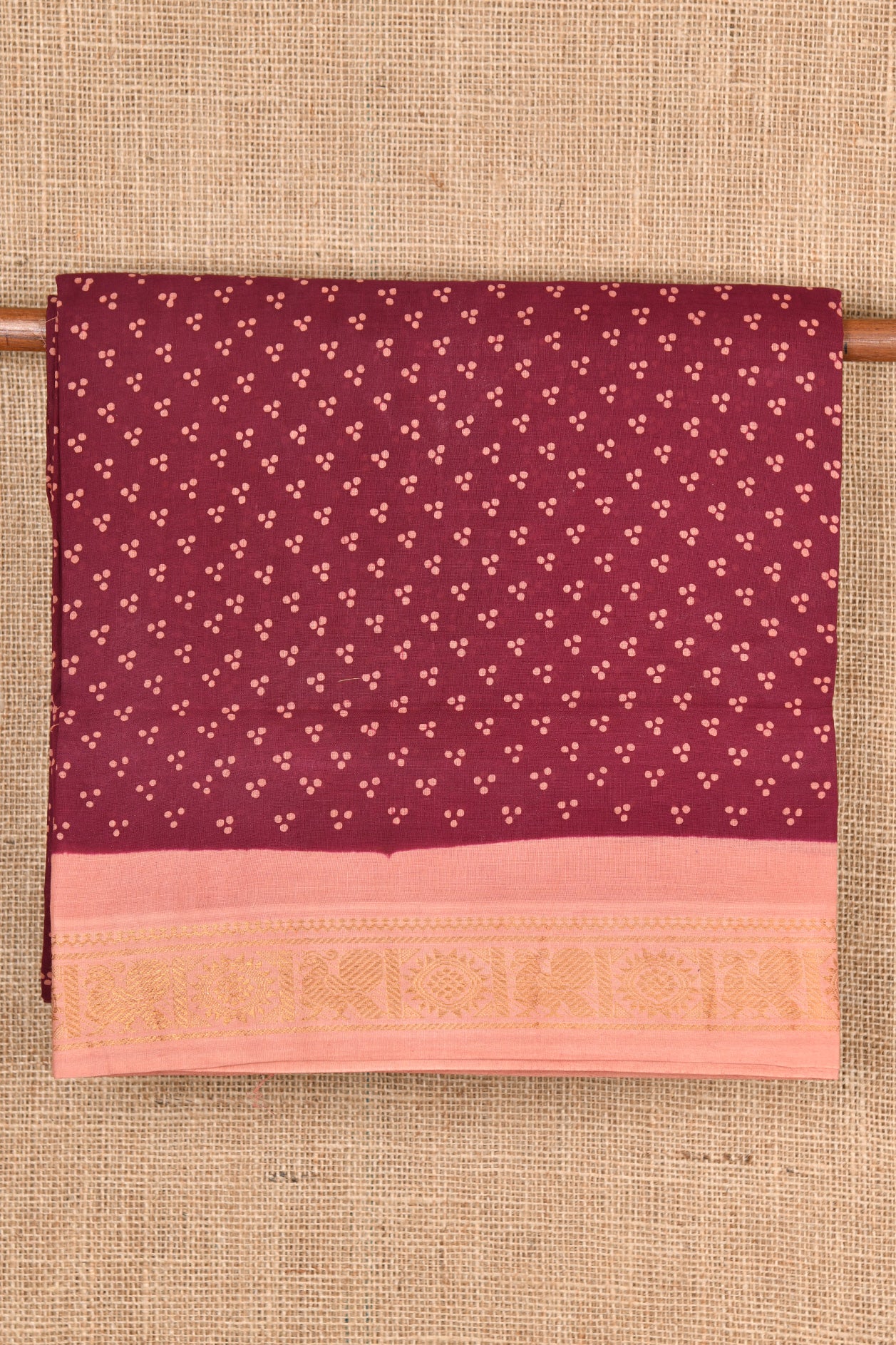  Dark Maroon Sungudi Cotton Saree 