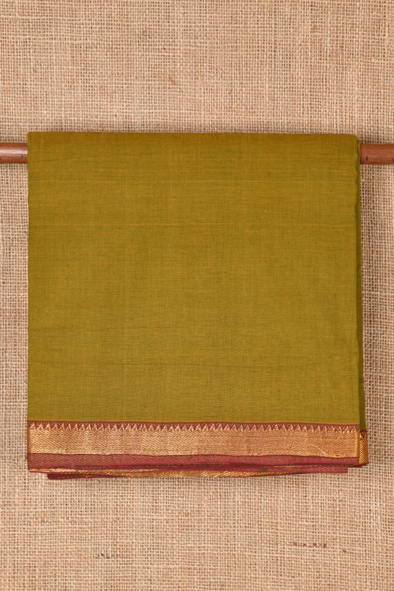  Dark Olive Green Mangalagiri Cotton Saree 