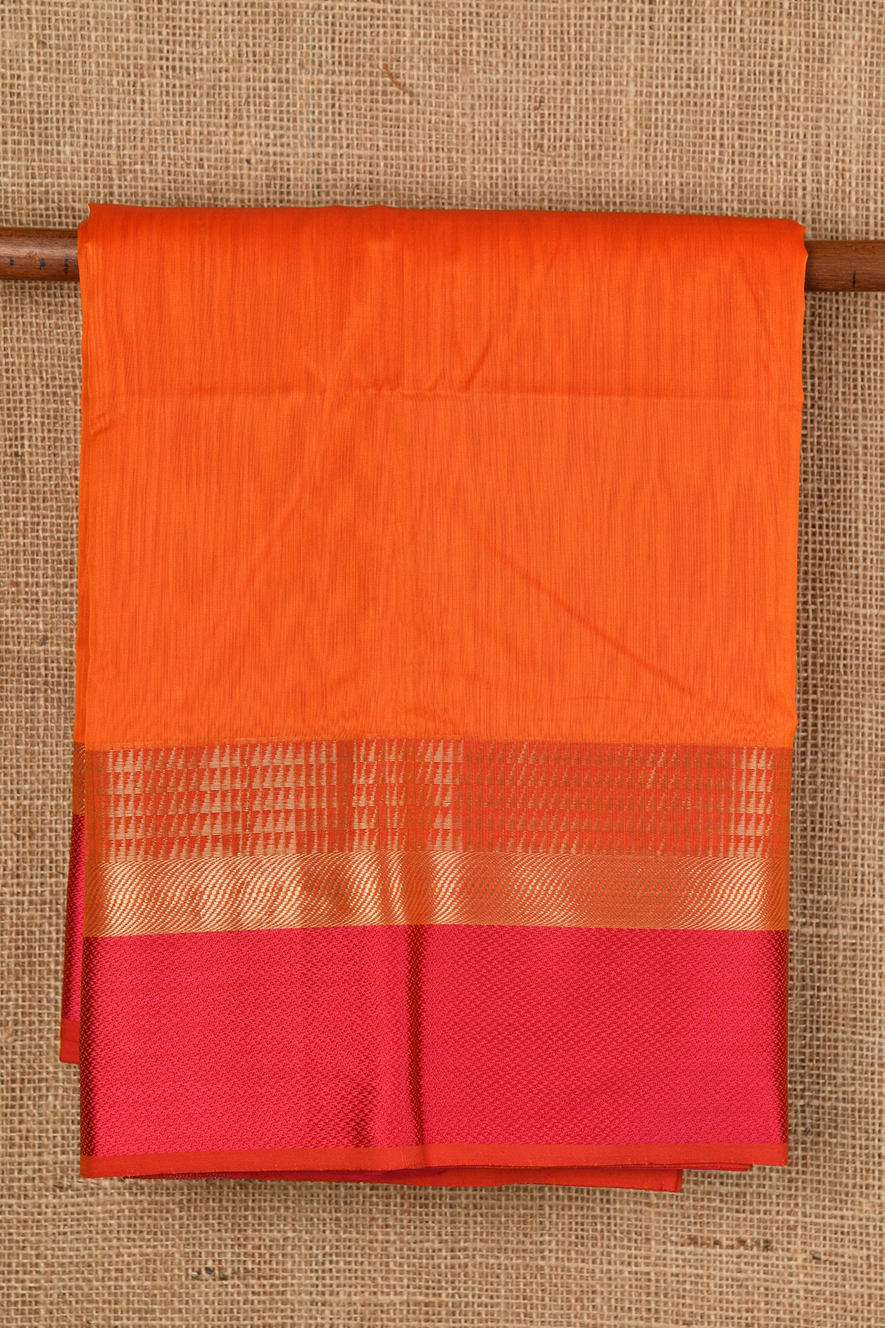  Dark Orange Maheshwari Silk Cotton Saree 