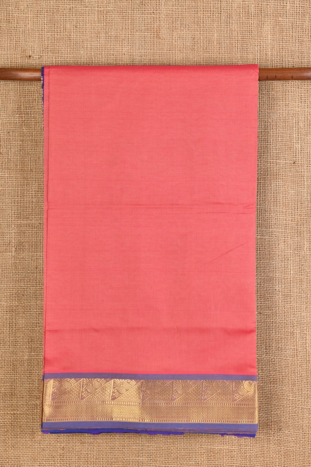  Pink With Contrast Border Poly Cotton Saree 