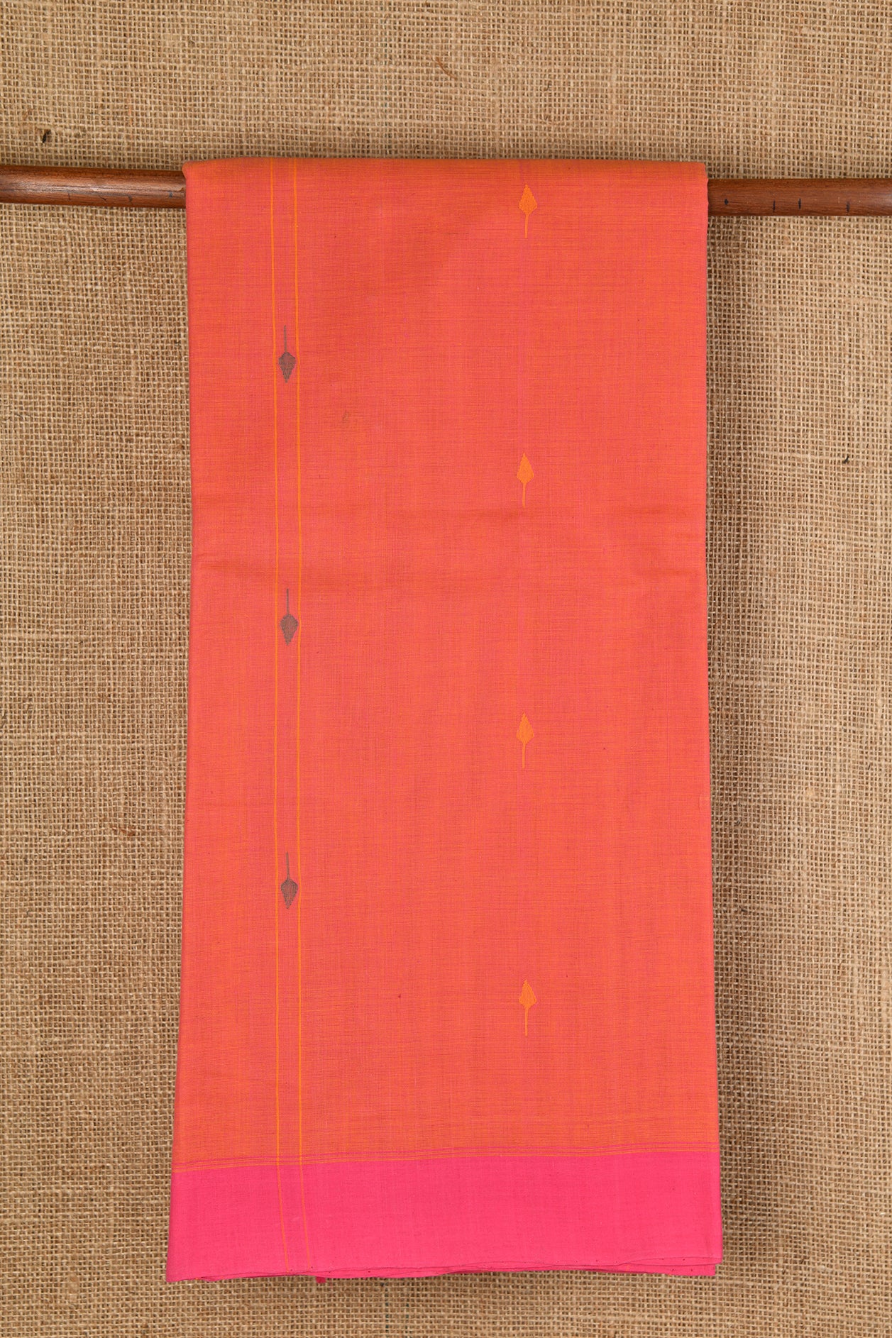  Pinkish Orange Hand Spun Cotton Saree 