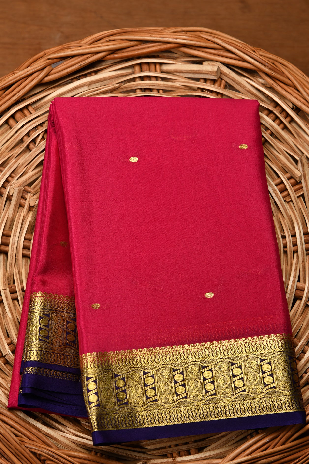  Dark Reddish Pink Mysore Silk Saree 