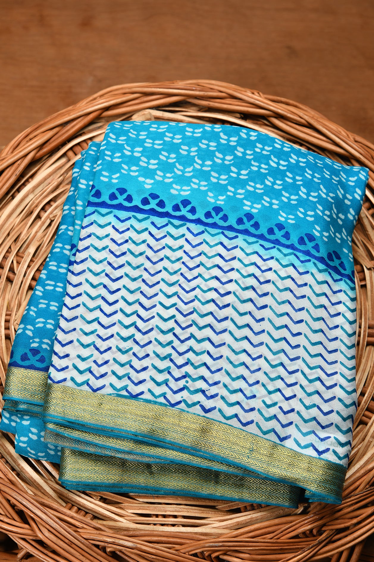  Dark Sky Blue Georgette Saree 