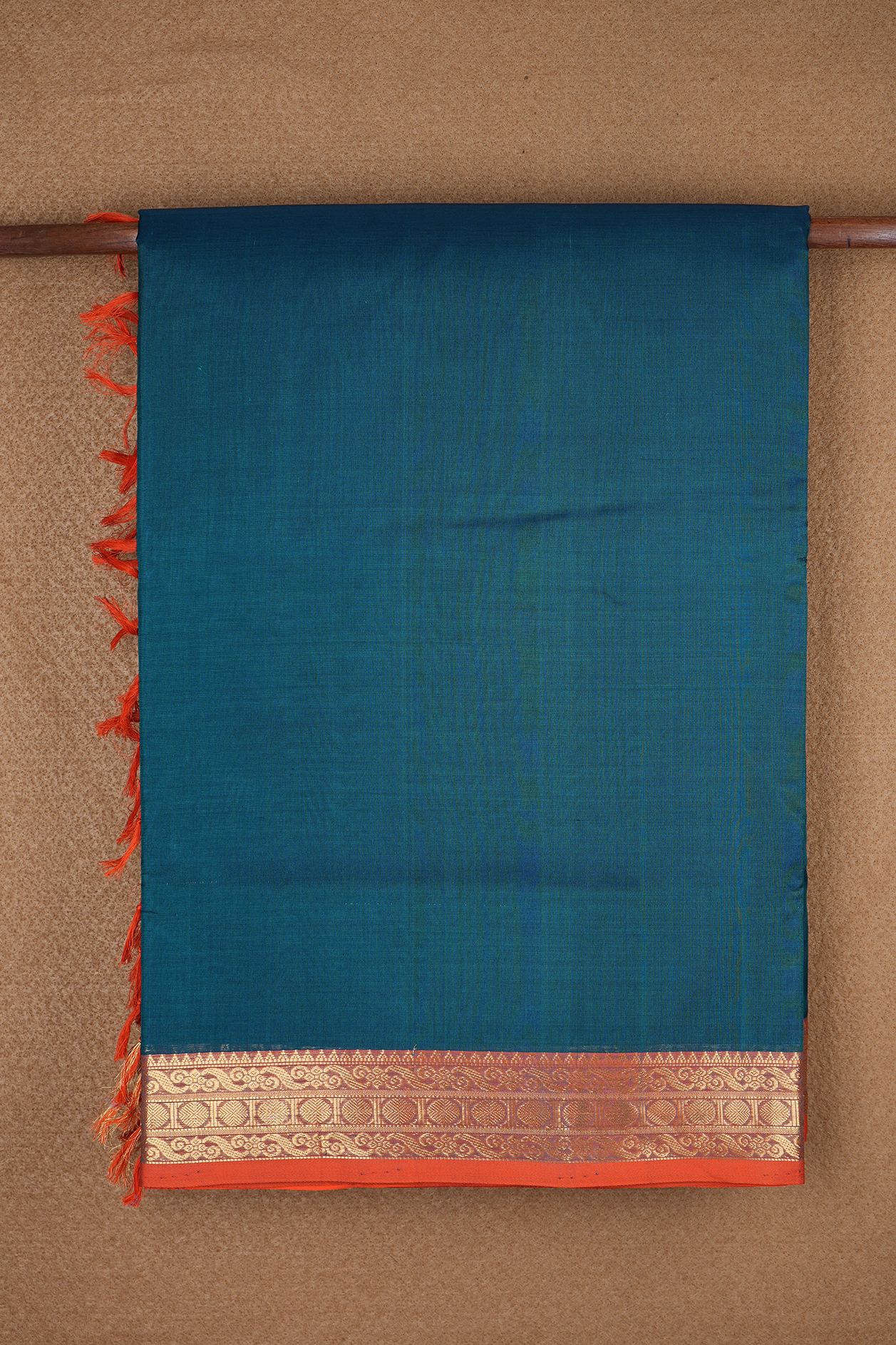  Contrast Border Teal Green Nine Yards Silk Cotton Saree 