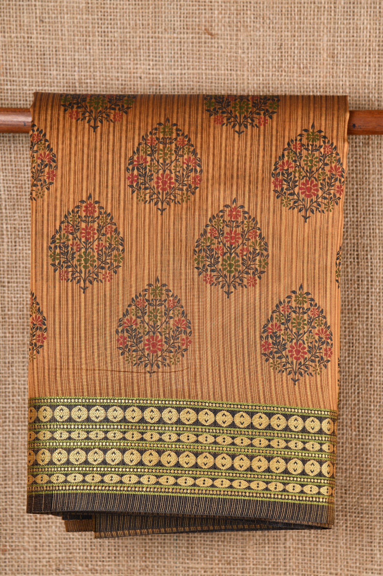  Floral Motif Brown Kota Cotton Saree 