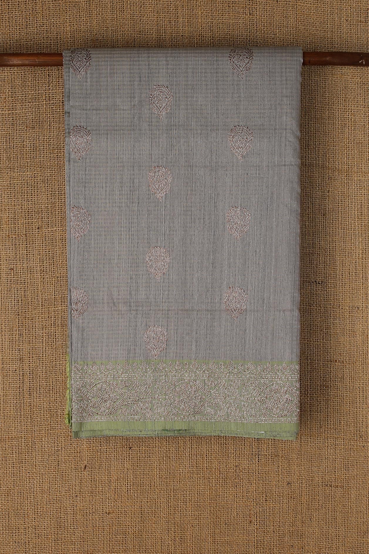  Floral Motif Grey Banaras Silk Saree 