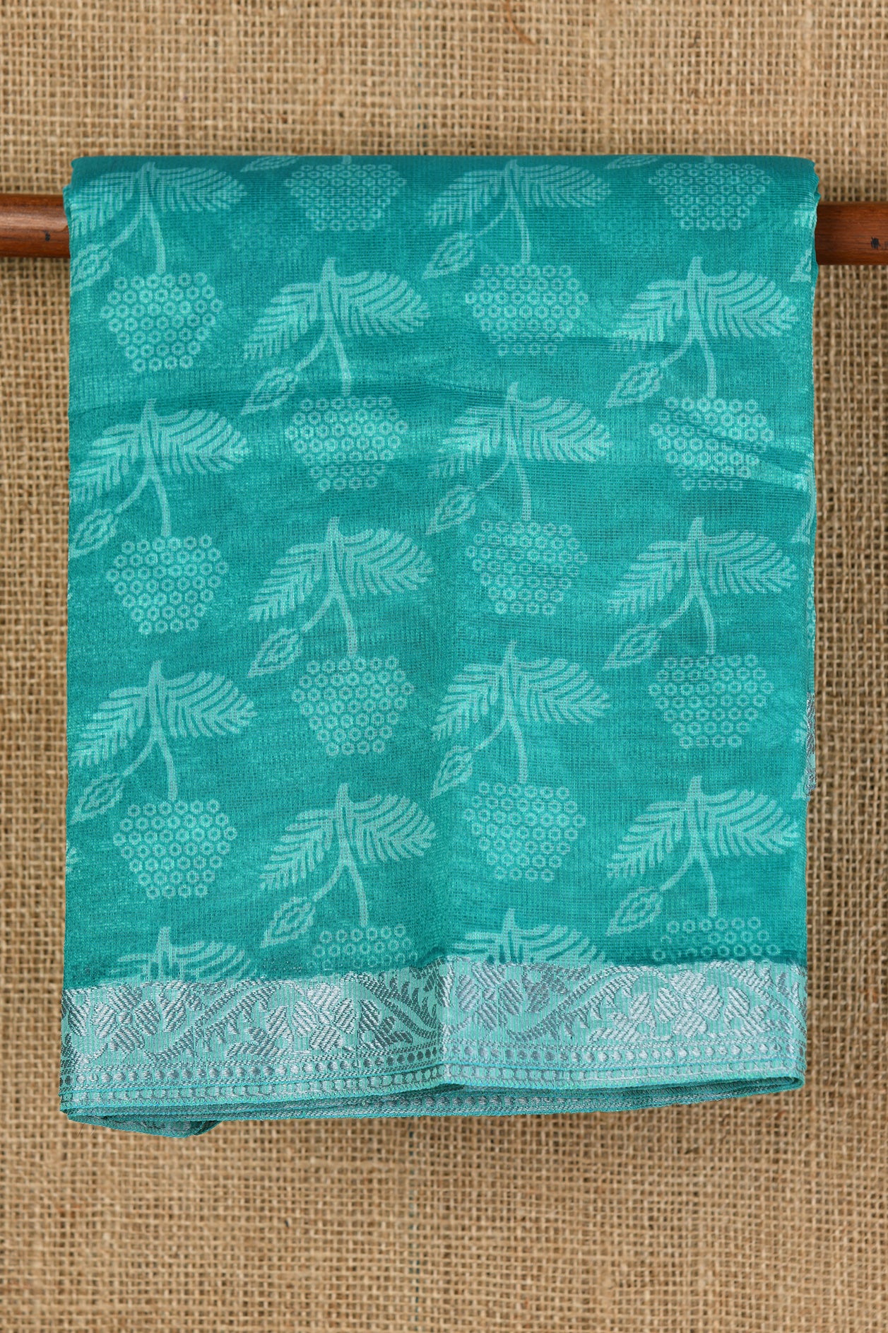  Floral Motif Sea Green Kota Cotton Saree 