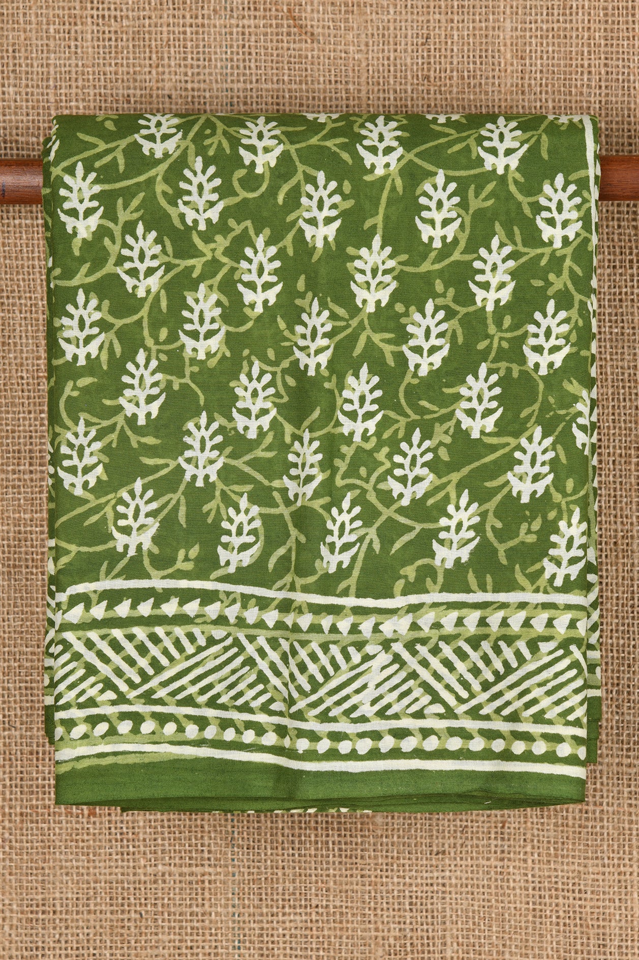  Floral Motif Green Jaipur Cotton Saree 