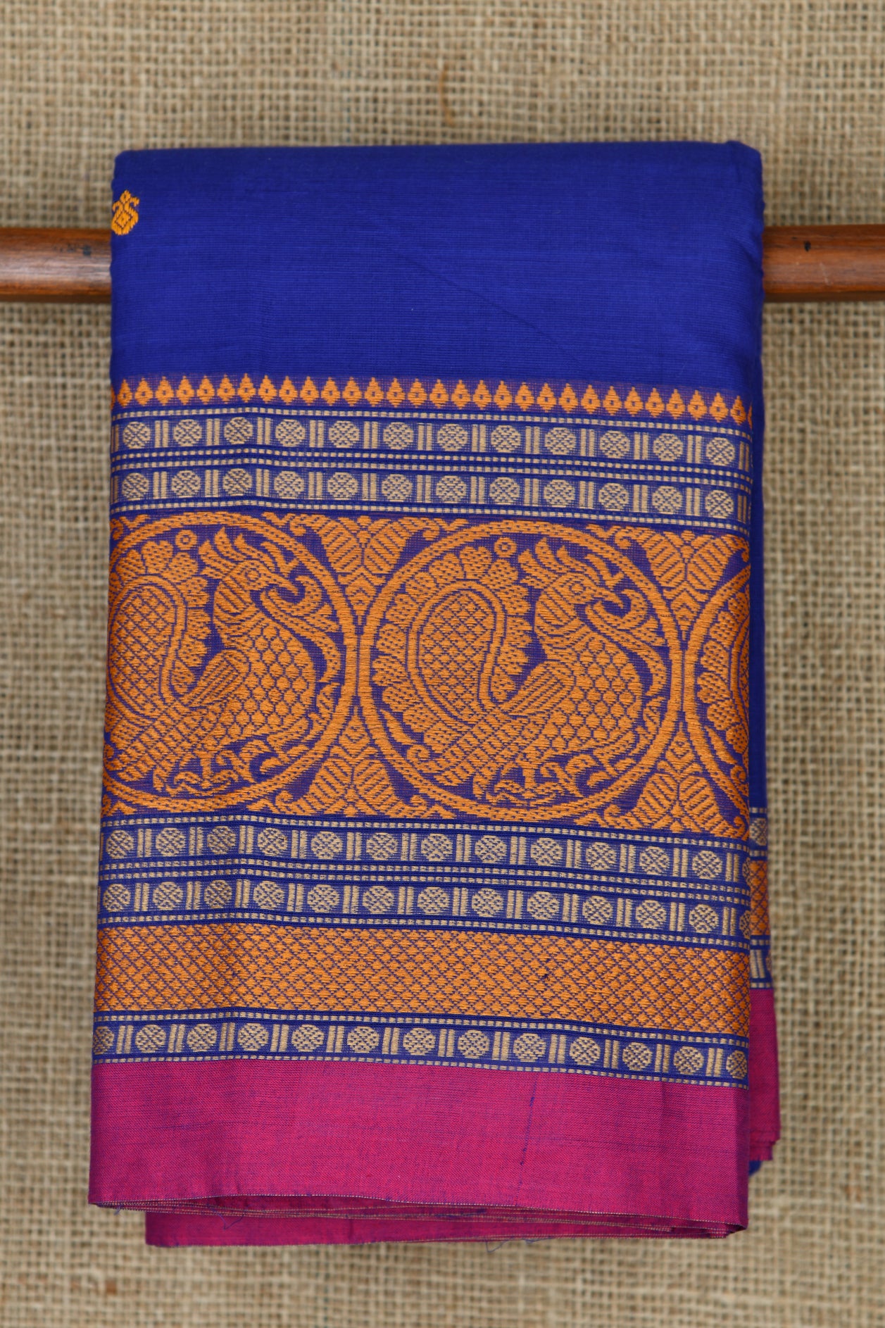  Traditional Thread Work Border And Buttis Royal Blue Kanchi Cotton Saree 