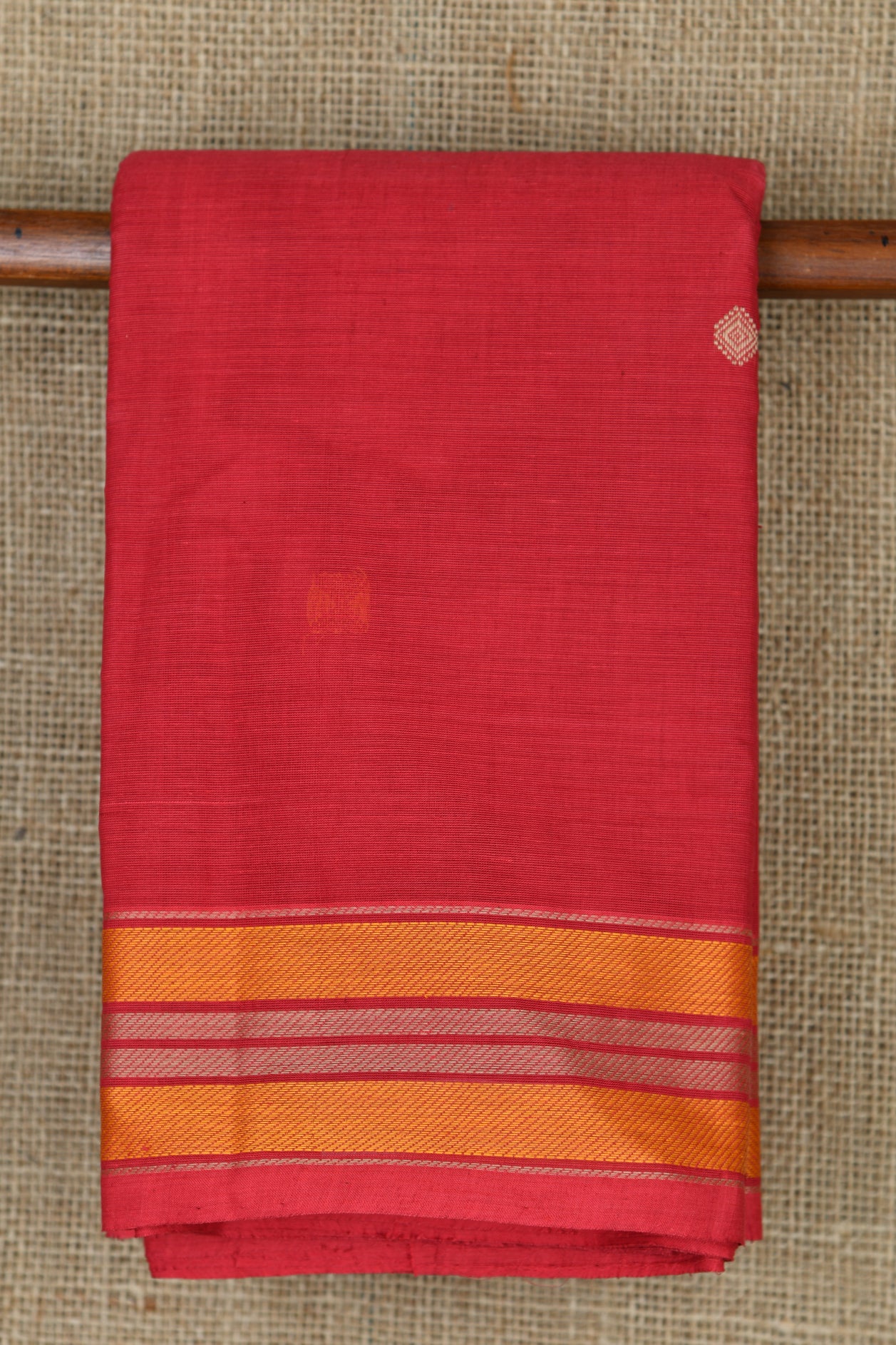  Thread Work Buttis Apple Red Coimbatore Cotton Saree 