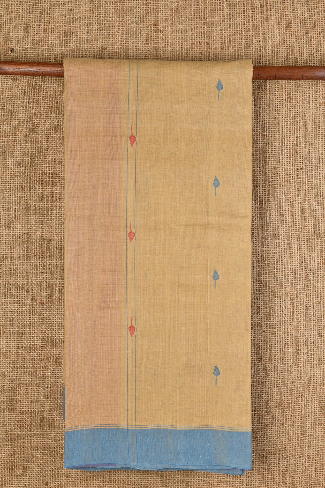  Tan Yellow Hand Spun Cotton Saree 