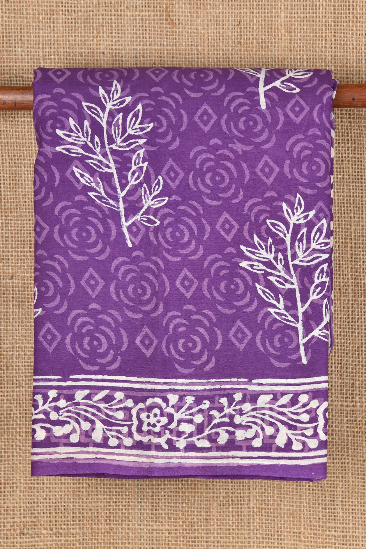  Leaf Motif Purple Jaipur Cotton Saree 