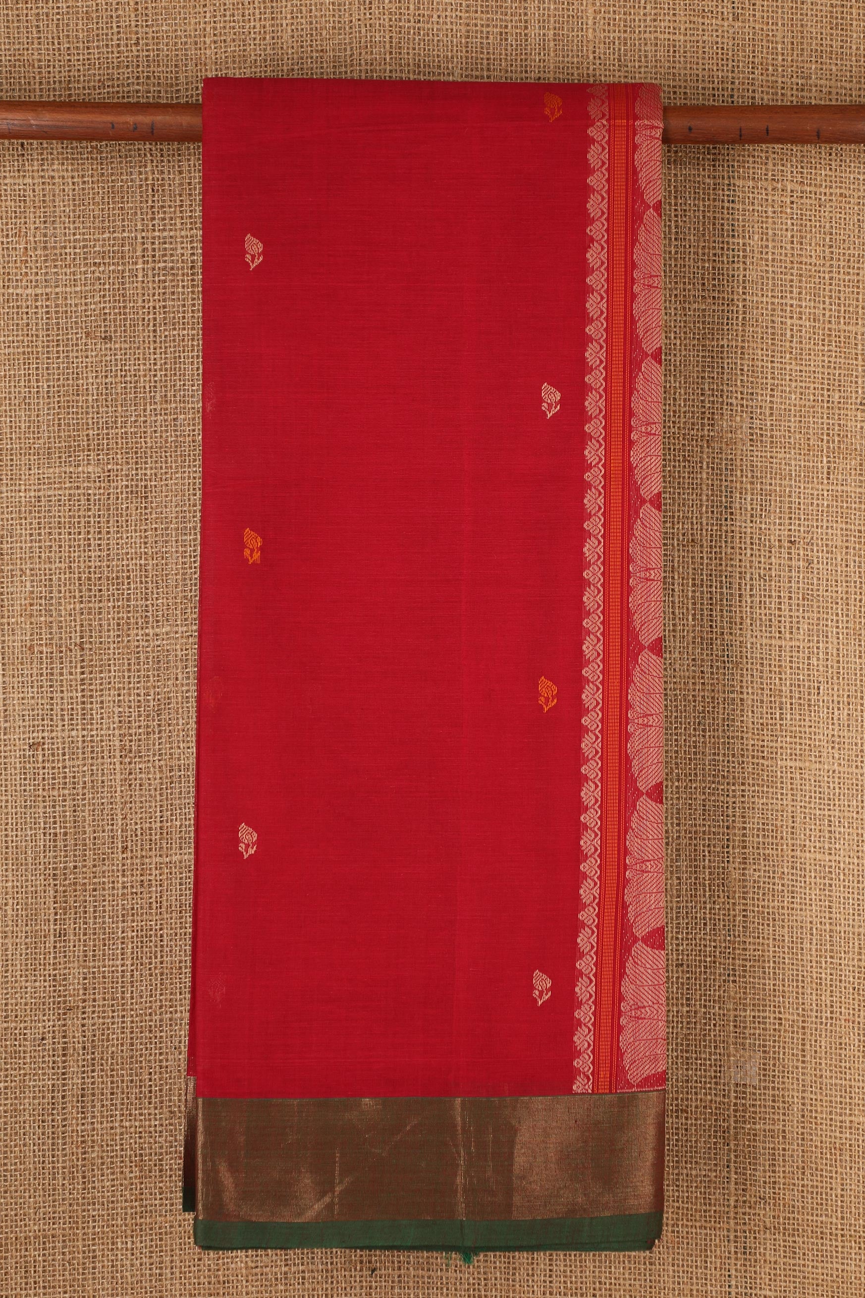  Leaf Motif Maroon Coimbatore Cotton Saree 