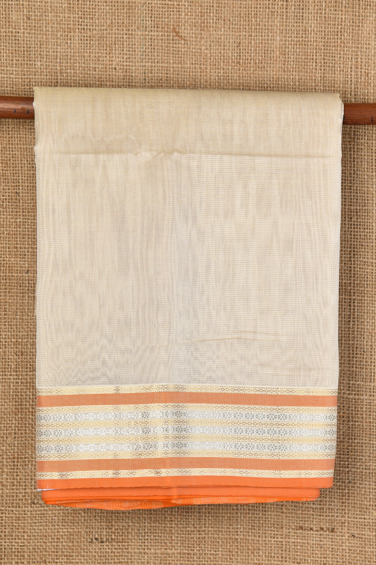  Light Beige Maheshwari Silk Cotton Saree 