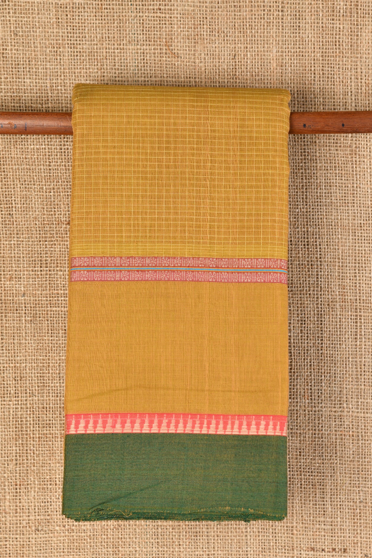  Rust Yellow Semi Gadwal Cotton Saree 