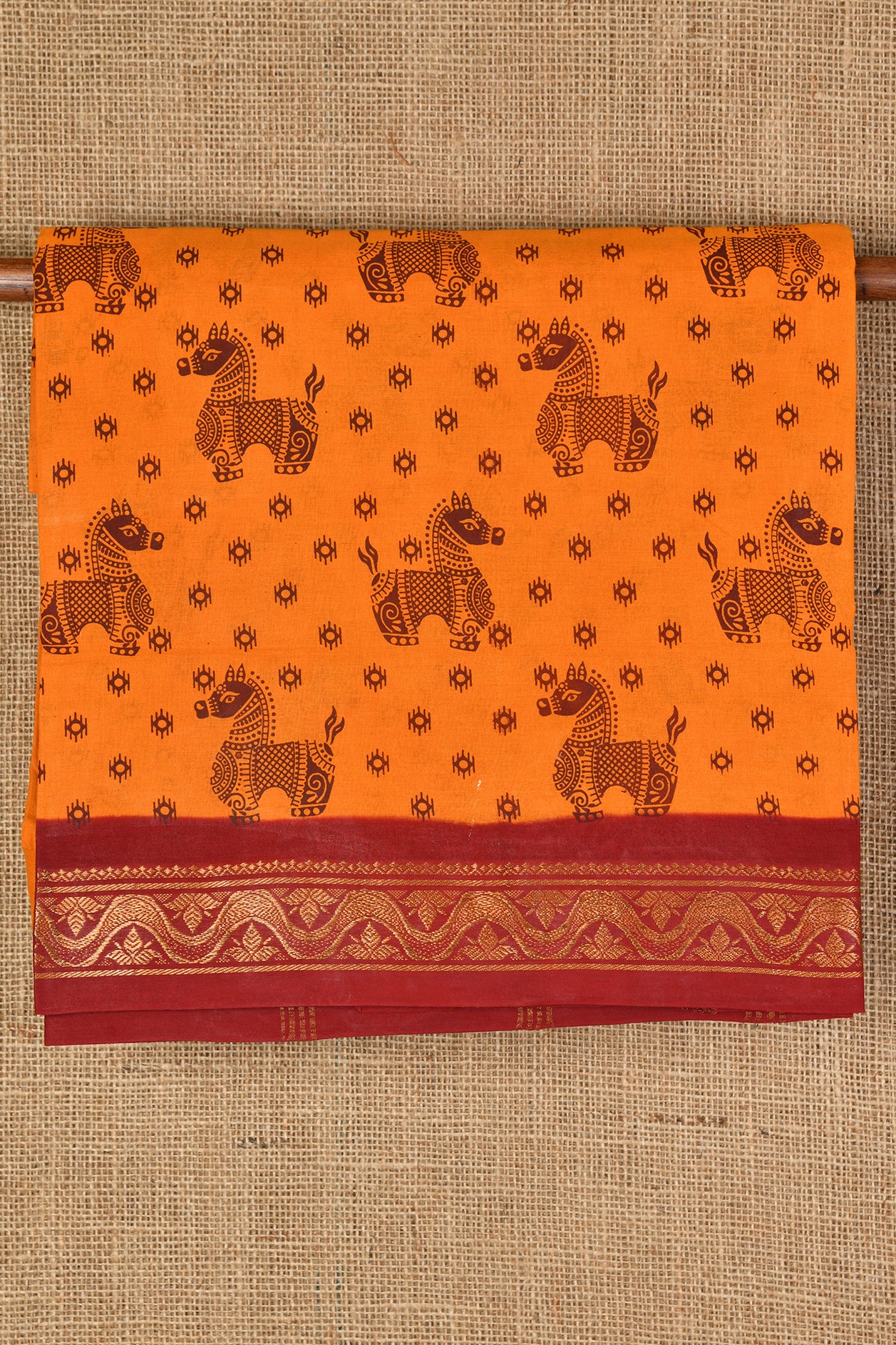  Orange Sungudi Cotton Saree 