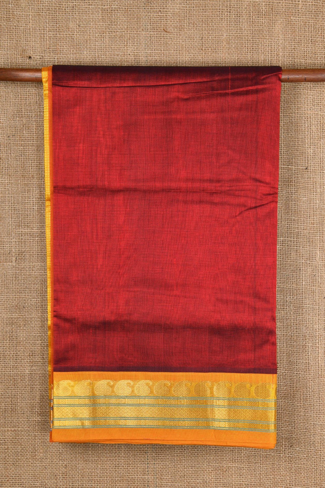  Paisley Border Maroon Silk Cotton Saree 