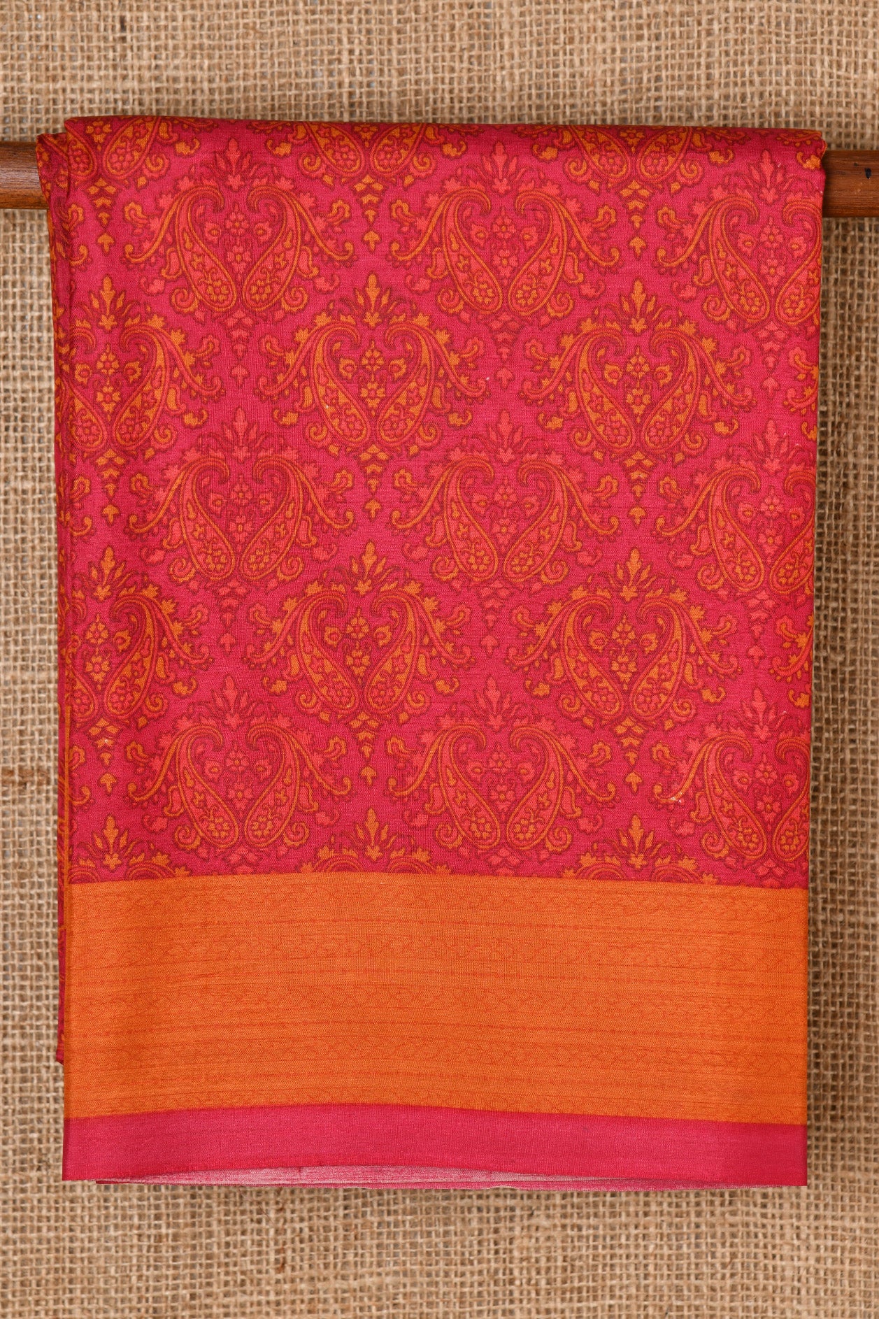  Paisley Design Dark Pink Printed Silk Saree 