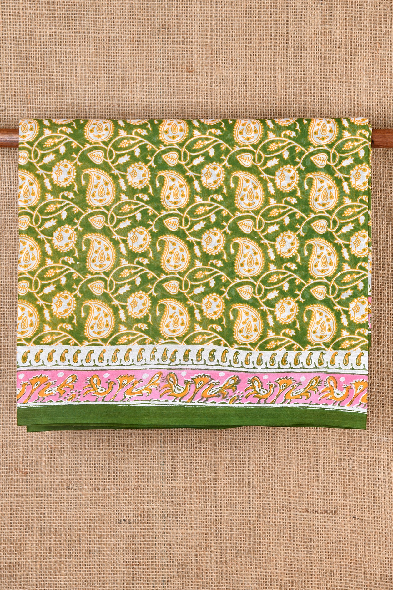  Paisley Design Green Hyderabad Cotton Saree 