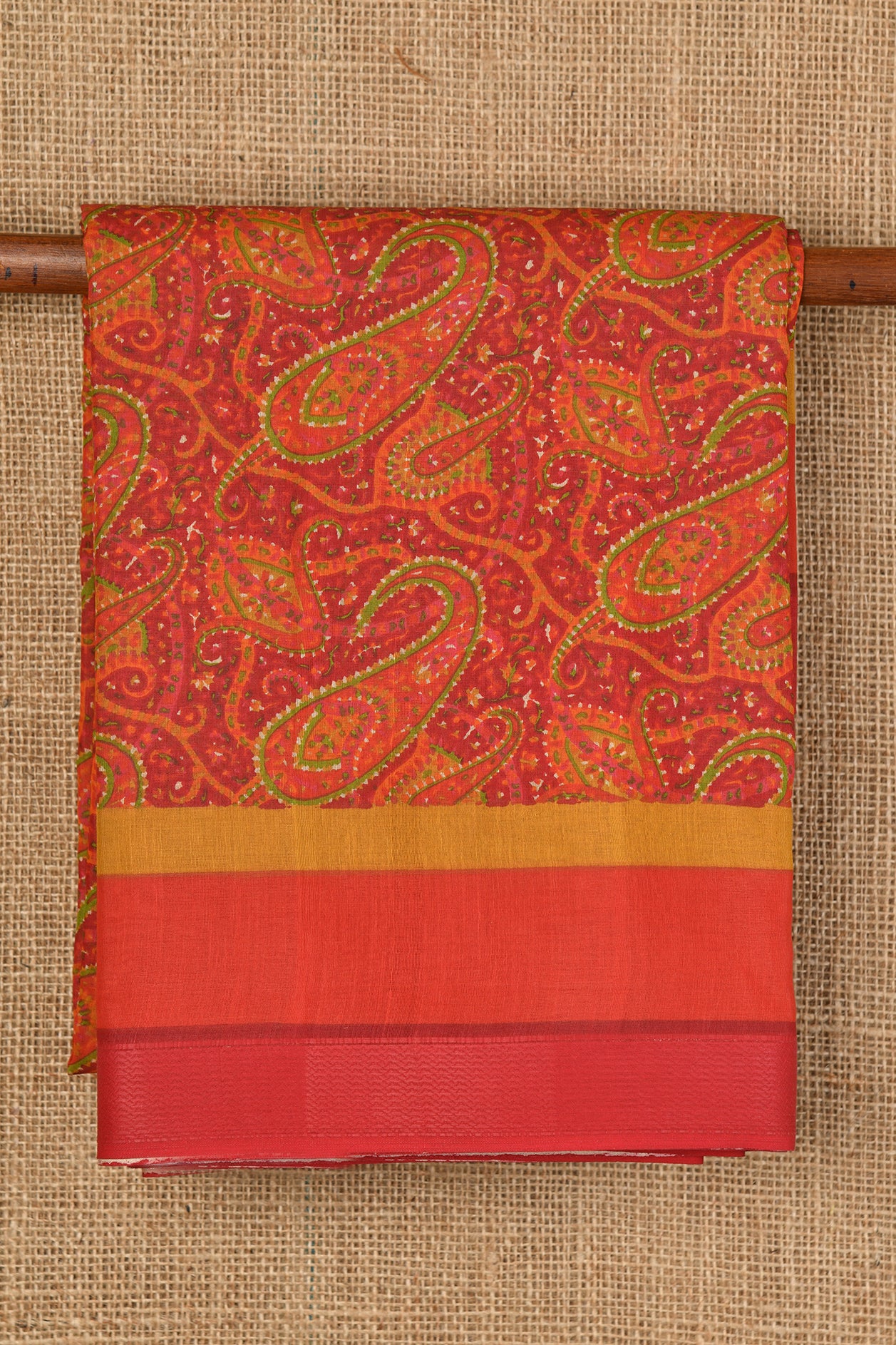  Paisley Design Maroon Chanderi Cotton Saree 