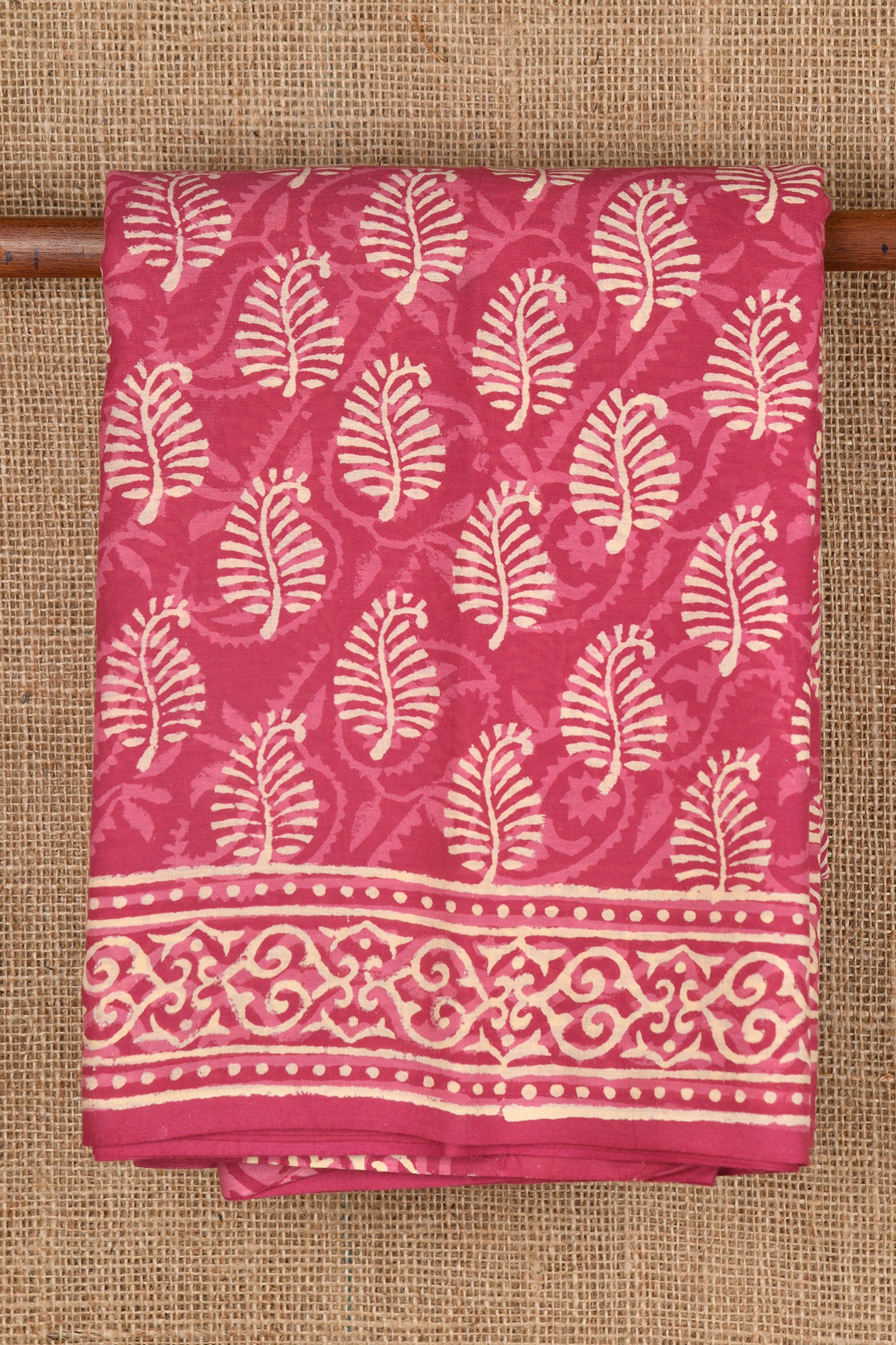  Paisley Design Punch Pink Jaipur Cotton Saree 