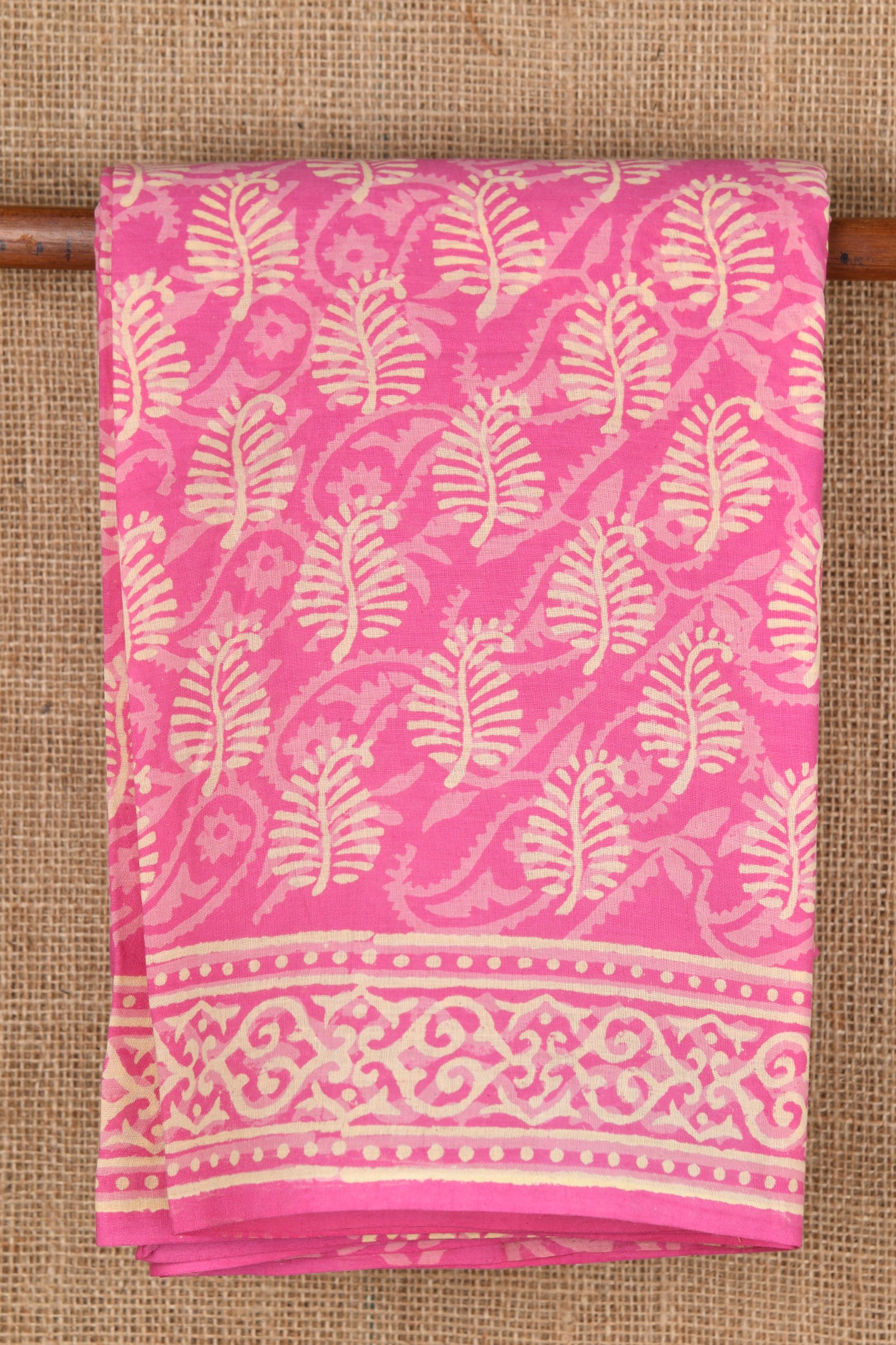  Paisley Design Pink Jaipur Cotton Saree 